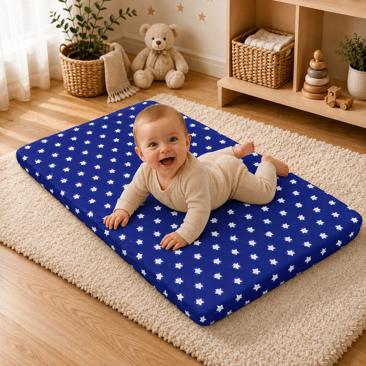 Kindermatratze Babymatratze mit Baumwollbezug, waschbar & rollbar–Allergikergeeignet, Best for Kids, 6 cm hoch, (Einzelartikel, 1 × Schaumkernmatratze), 60x120 cm, Bezug aus Baumwolle, Hergestellt in der EU