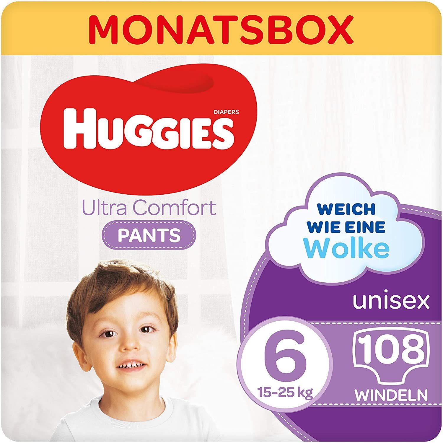 HUGGIES Windeln Ultra Comfort Pants Größe 6 (15-25 kg), 108 St., Windel-Pants, Windeln