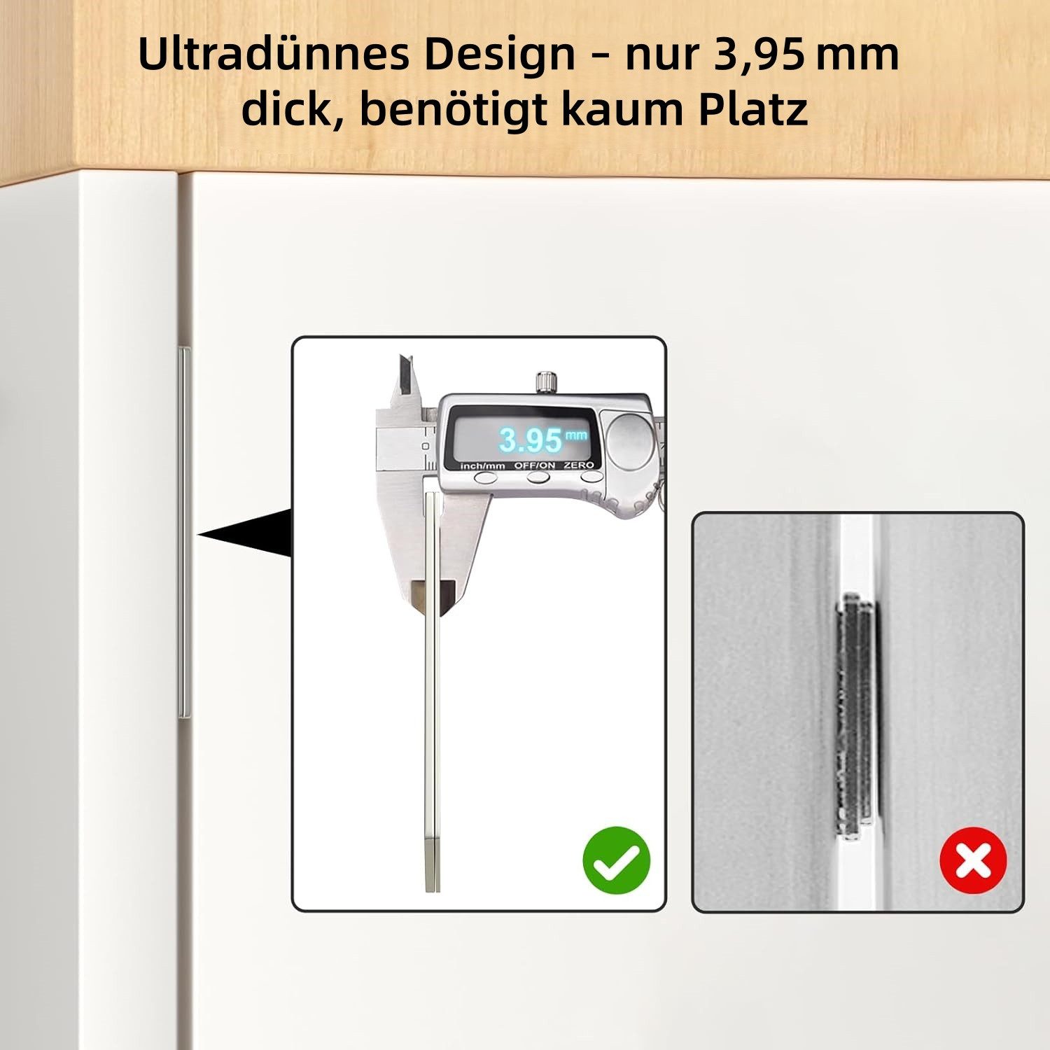 FOUORTUNATE-BEE Haftmagnetschnäpper Möbel-Magnetverschluss – starke, ultradünne Türmagneten im 2er-Pack, Für Schrank, Schublade und Kleiderschrank – magnetischer Türverschluss