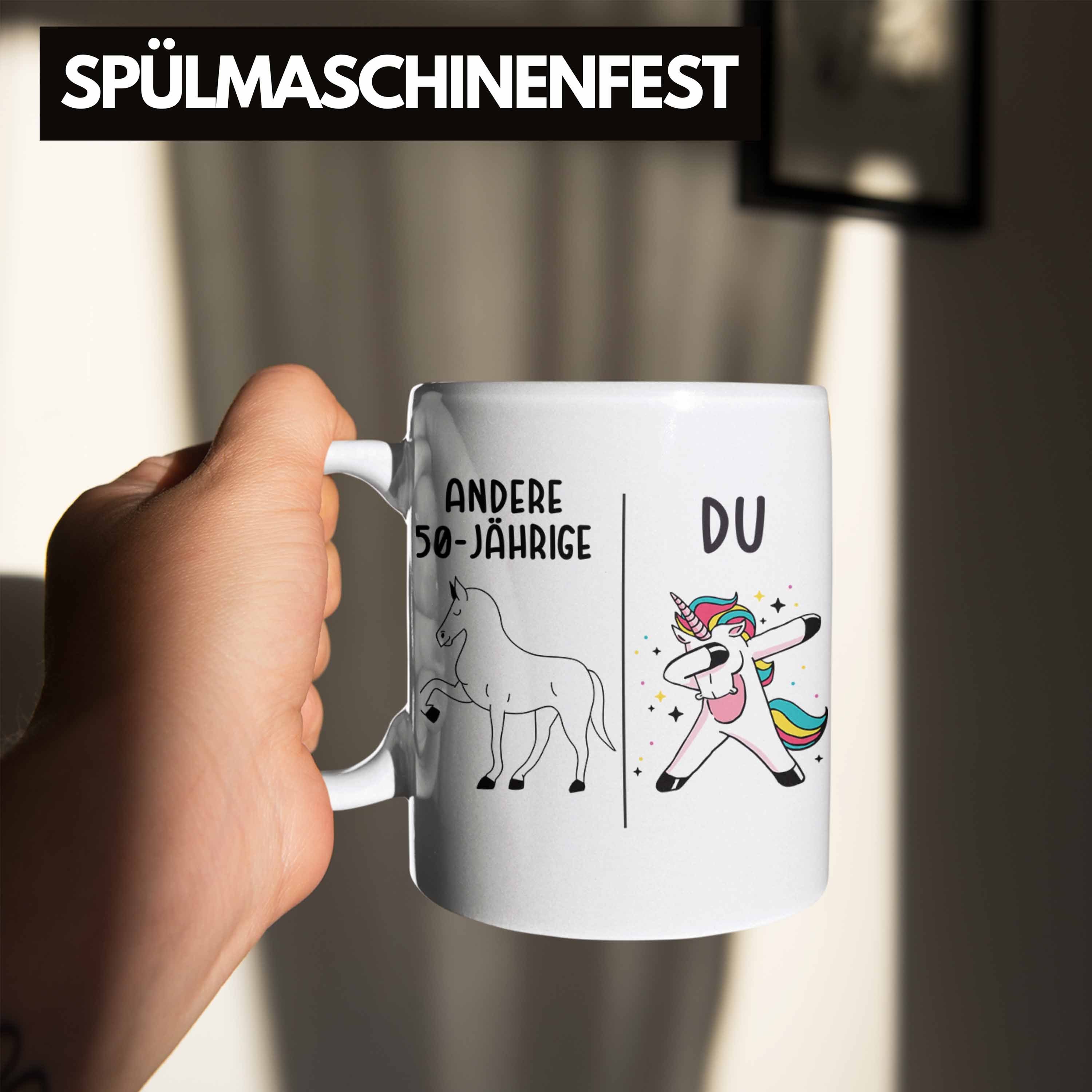 Trendation Tasse Trendation Tasse Geschenk 50er 50. Geburtstag Geburtstag Einhorn - Geschenkidee Mama Mutter Frauen weiss