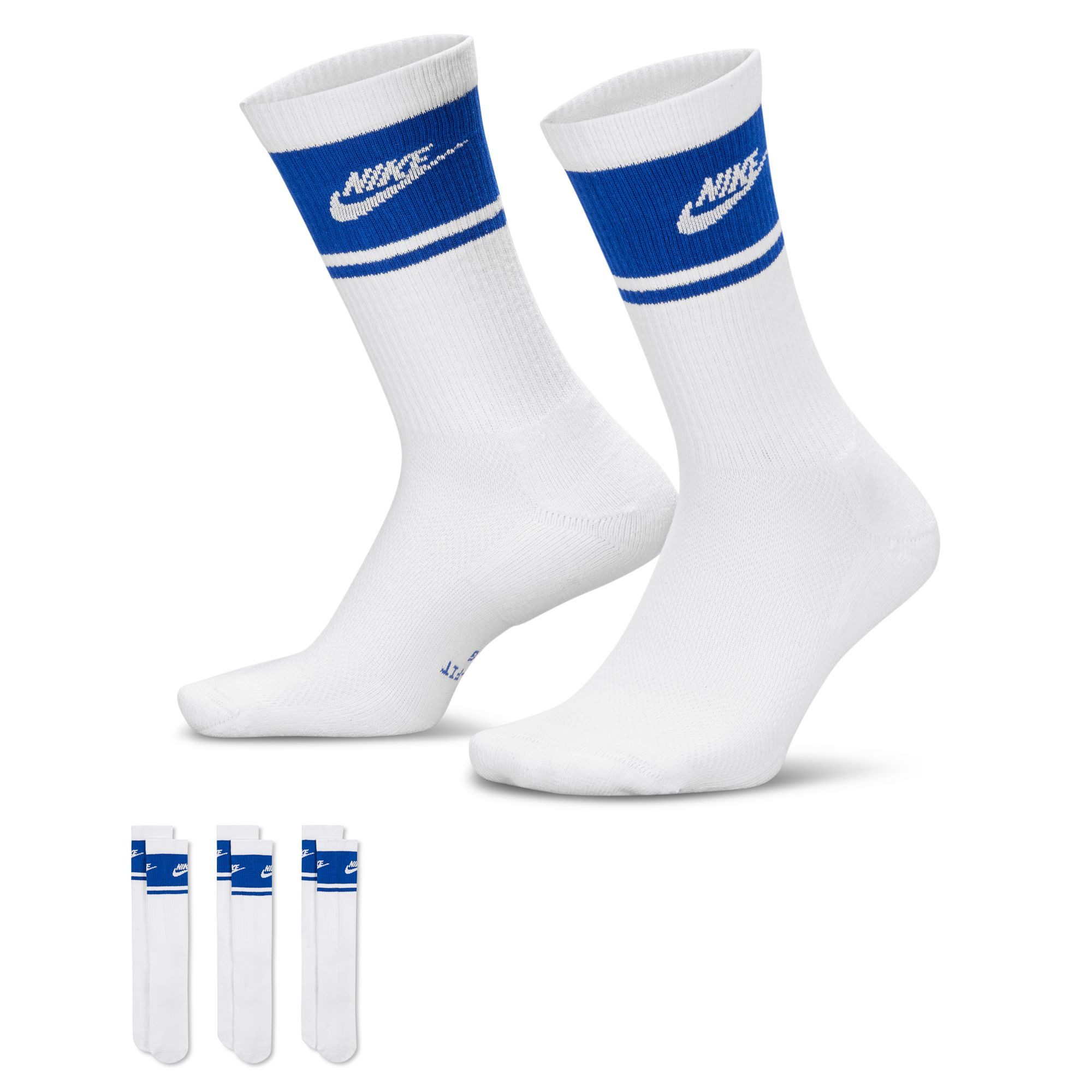 Nike Sportsocken U NK ED ELVD CRW 3P FTA ST-144 mehrfarbiges Design, in den Größen S, M, L und XL erhältlich