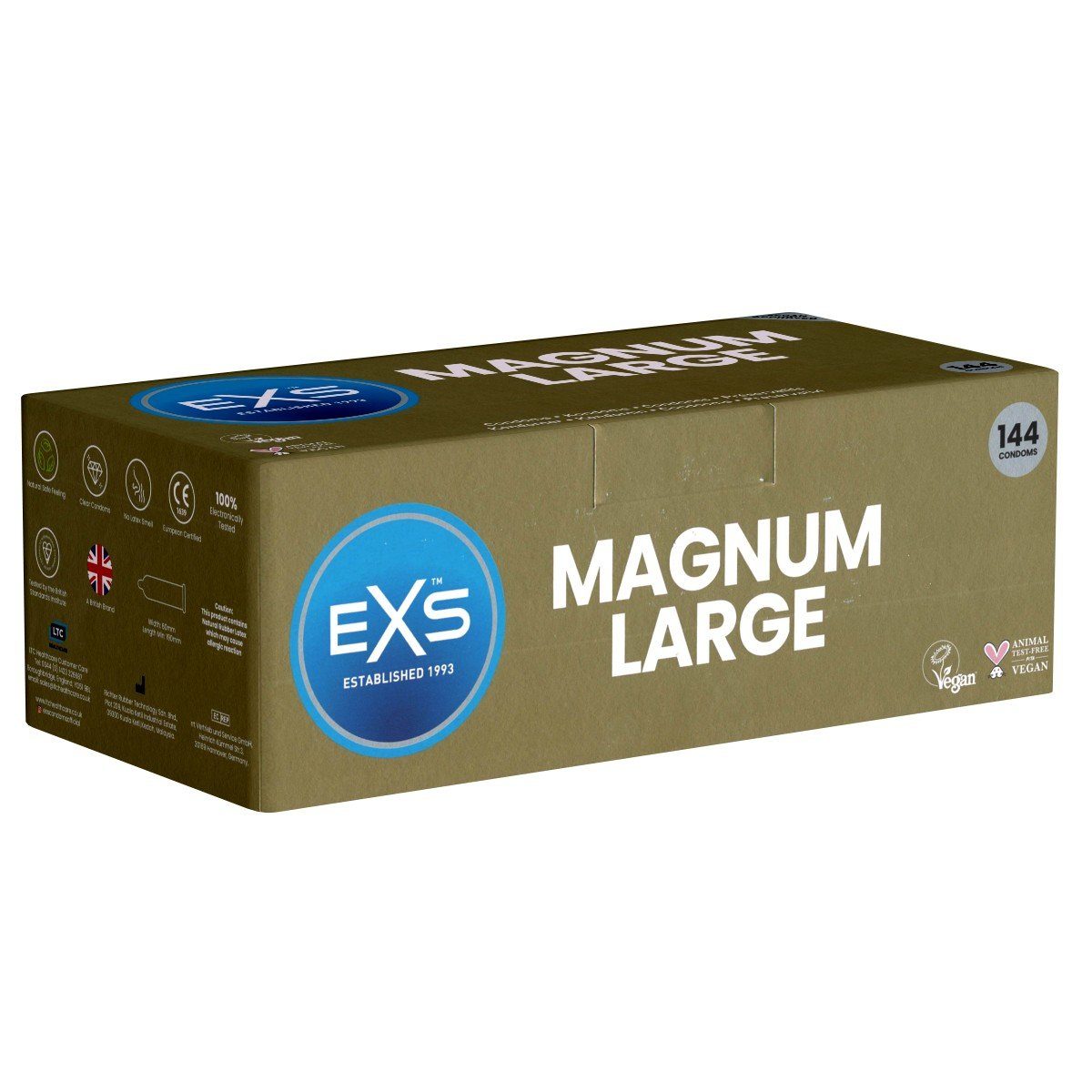 EXS XXL-Kondome Magnum - Large, XXL-Kondome für noch mehr Freiraum Packung mit, 144 St., mega große Презервативы, Презервативы für den großen Penis, ausreichend Platz mit 60mm Breite