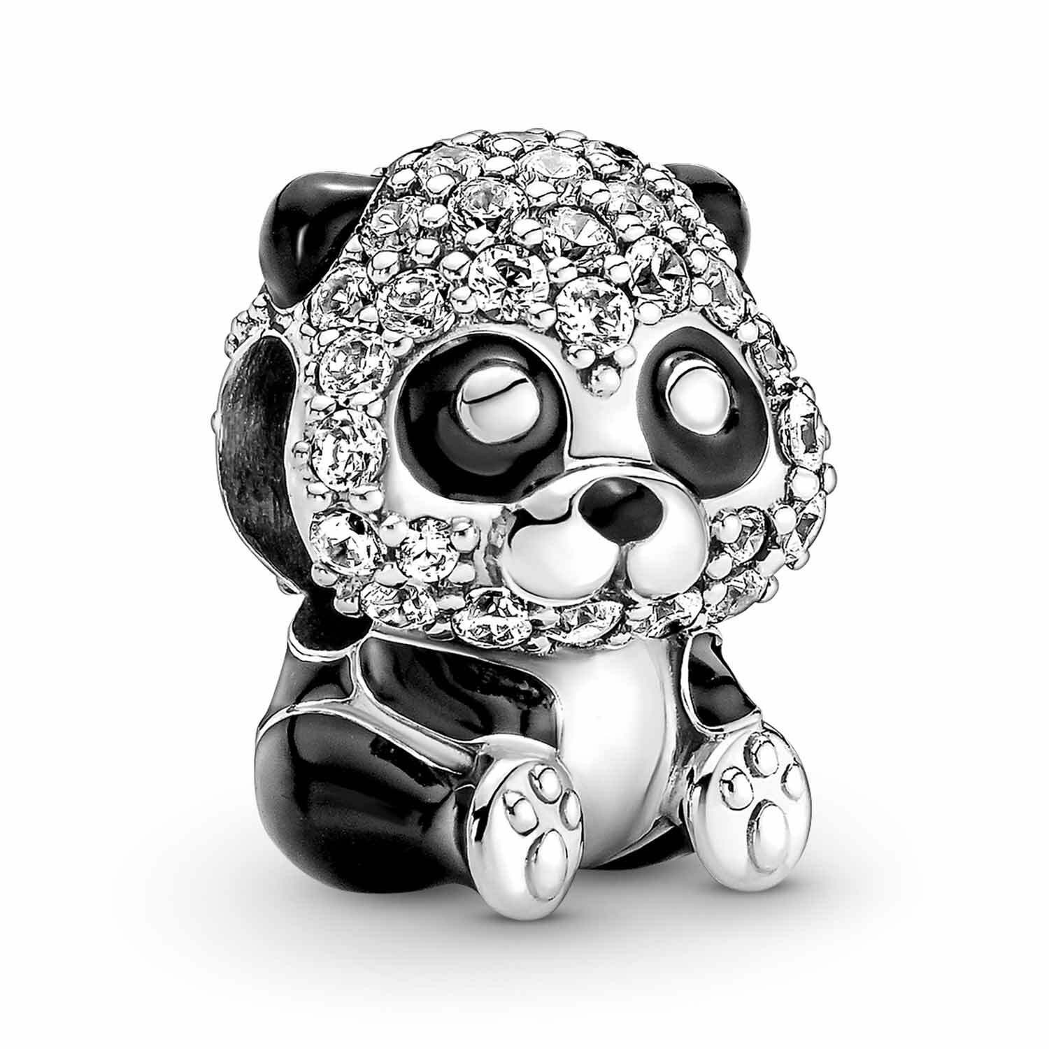 Pandora Bead Charm Silber Funkelnder Süßer Panda