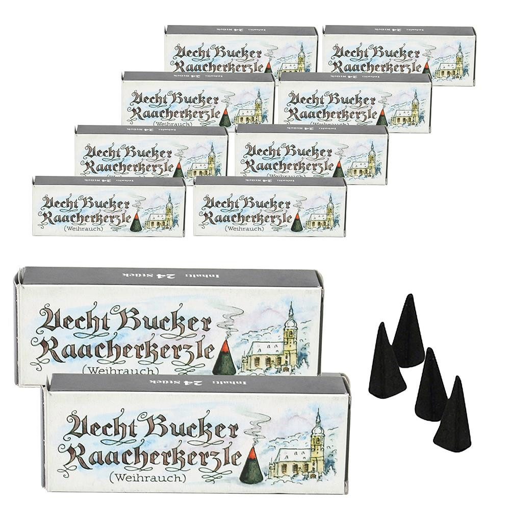 Dekohelden24 Duftkerze 10 Päckchen - Echt Bucker Räucherkerzen - Weihrauch (10er Spar-Set, 10-tlg)