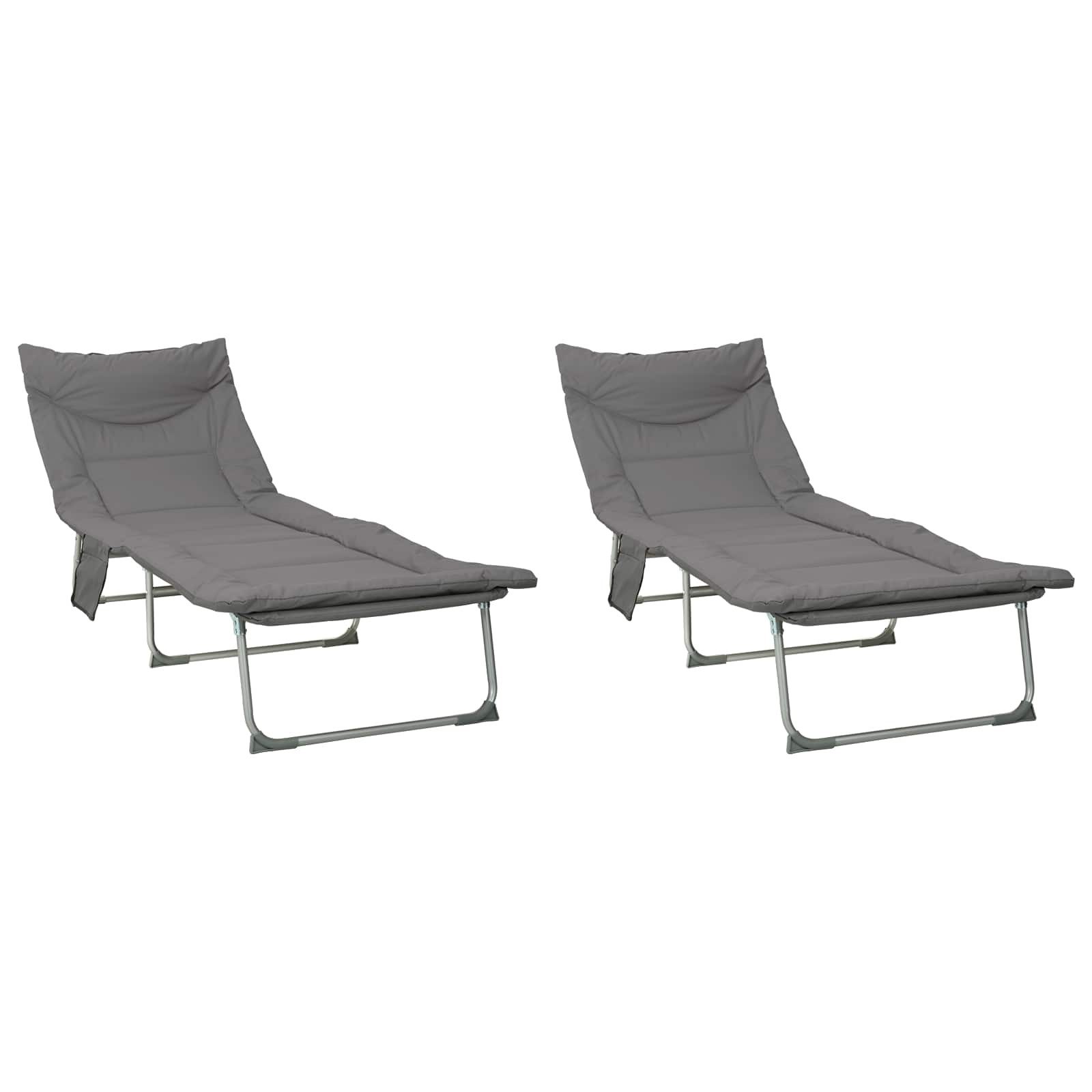 vidaXL Gartenliege Klappbare Sonnenliege mit Kissen 2 pcs Anthrazit, 2 St.
