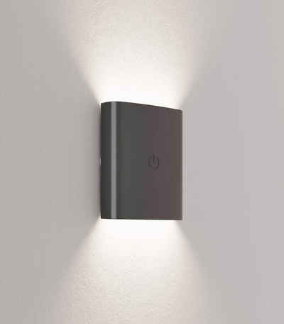 Northpoint LED Wandleuchte LED Batterie Wandleuchte indierekte Beleuchtung batteriebetrieben grau