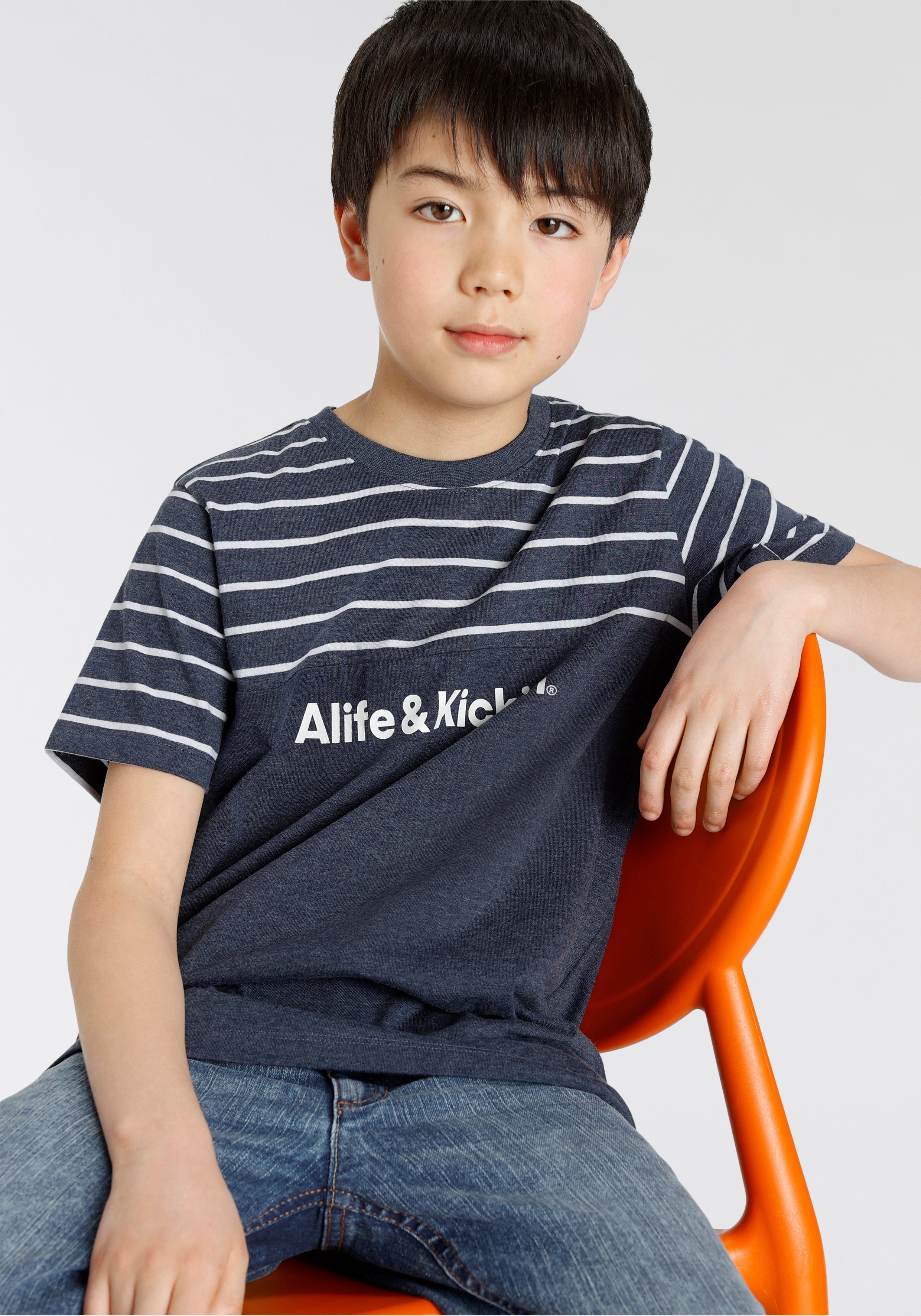 Alife & Kickin T-Shirt garngefärbten melierter und NEUE Colorblocking Ringel, MARKE! in Qualität