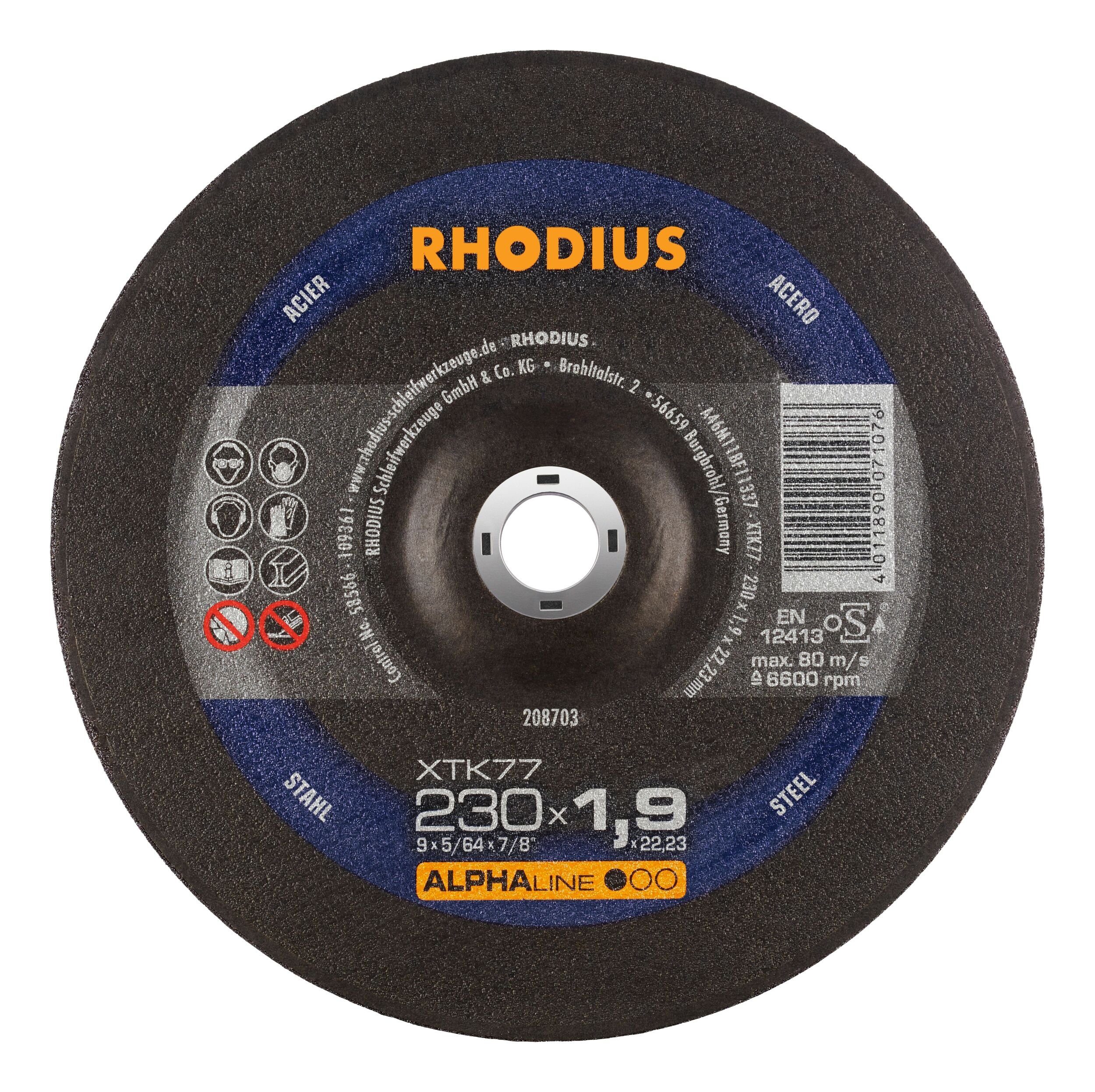 Rhodius Trennscheibe ALPHAline XTS, Ø 230 mm, ALPHAline XTK77 Extradünne - 230 x 1,9 x 22,23 mm | Trennscheiben