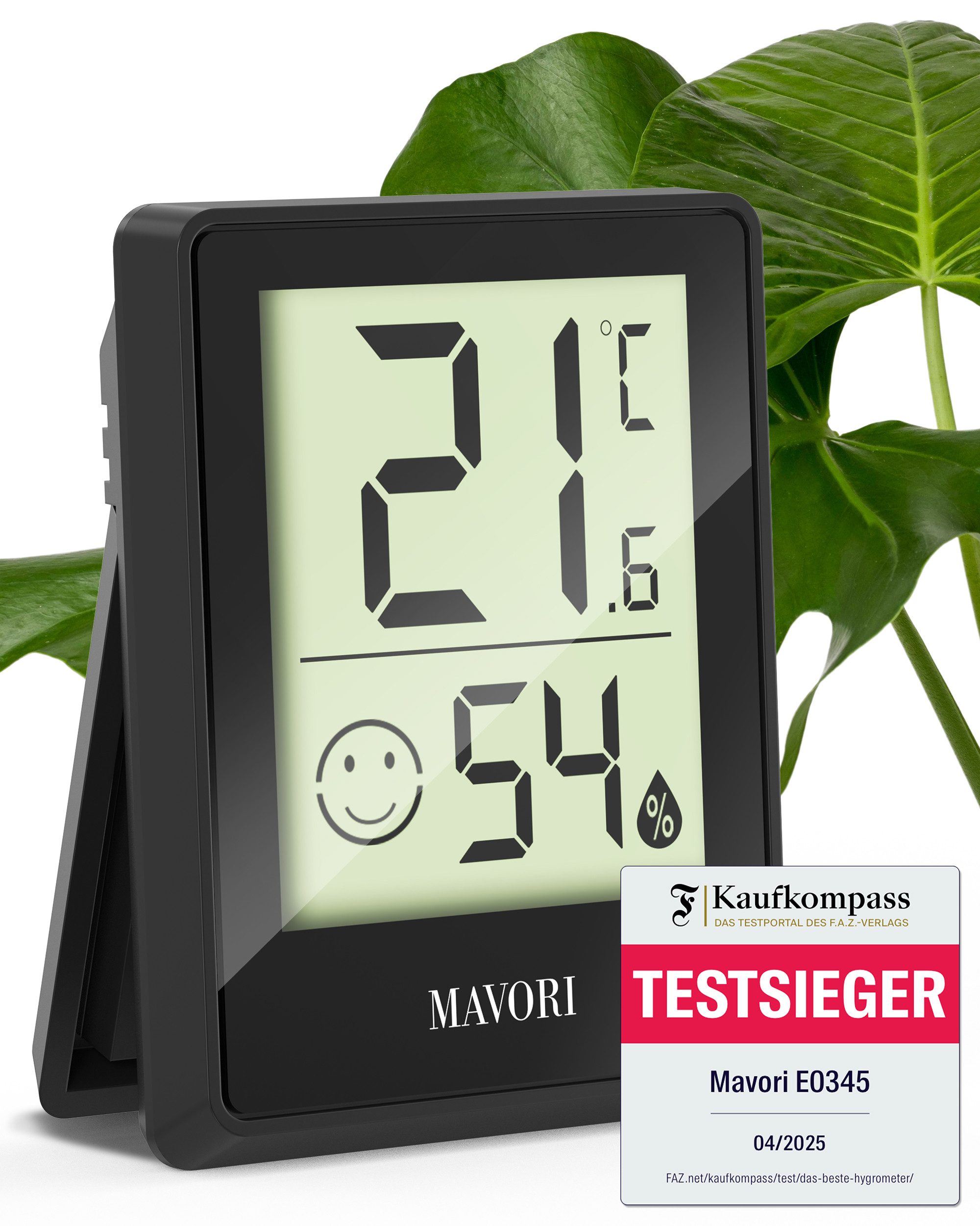 MAVORI Hygrometer und Thermometer digital mit sehr präzisen Messwerten, (1-St), Thermometer mit Luftfeuchtigkeit