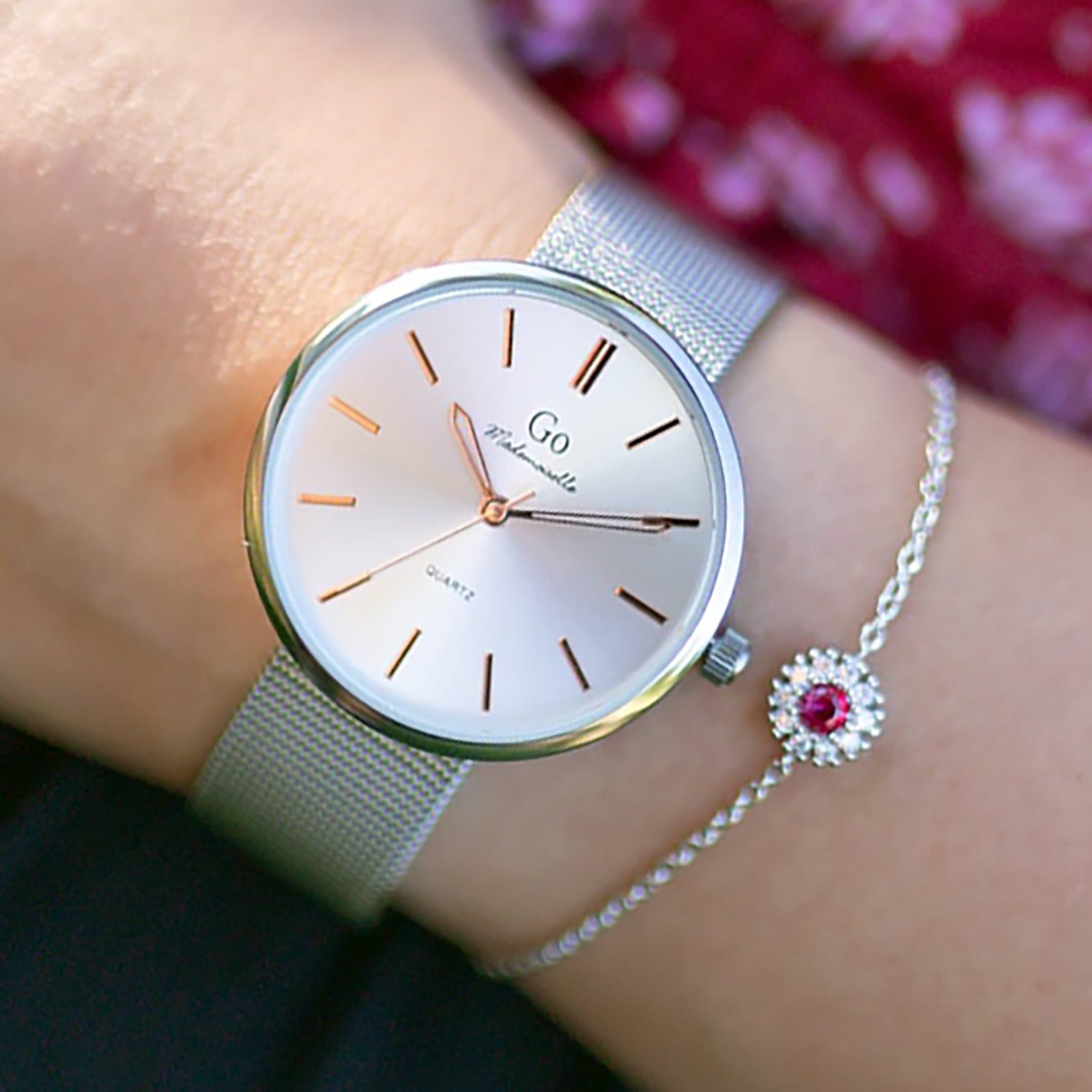 Girl Only Quarzuhr Girl Only GO Damen Armbanduhr, (Analoguhr), Damenuhr GO silber, mittel (ca. 34mm) Edelstahlarmband, Fashion-Style
