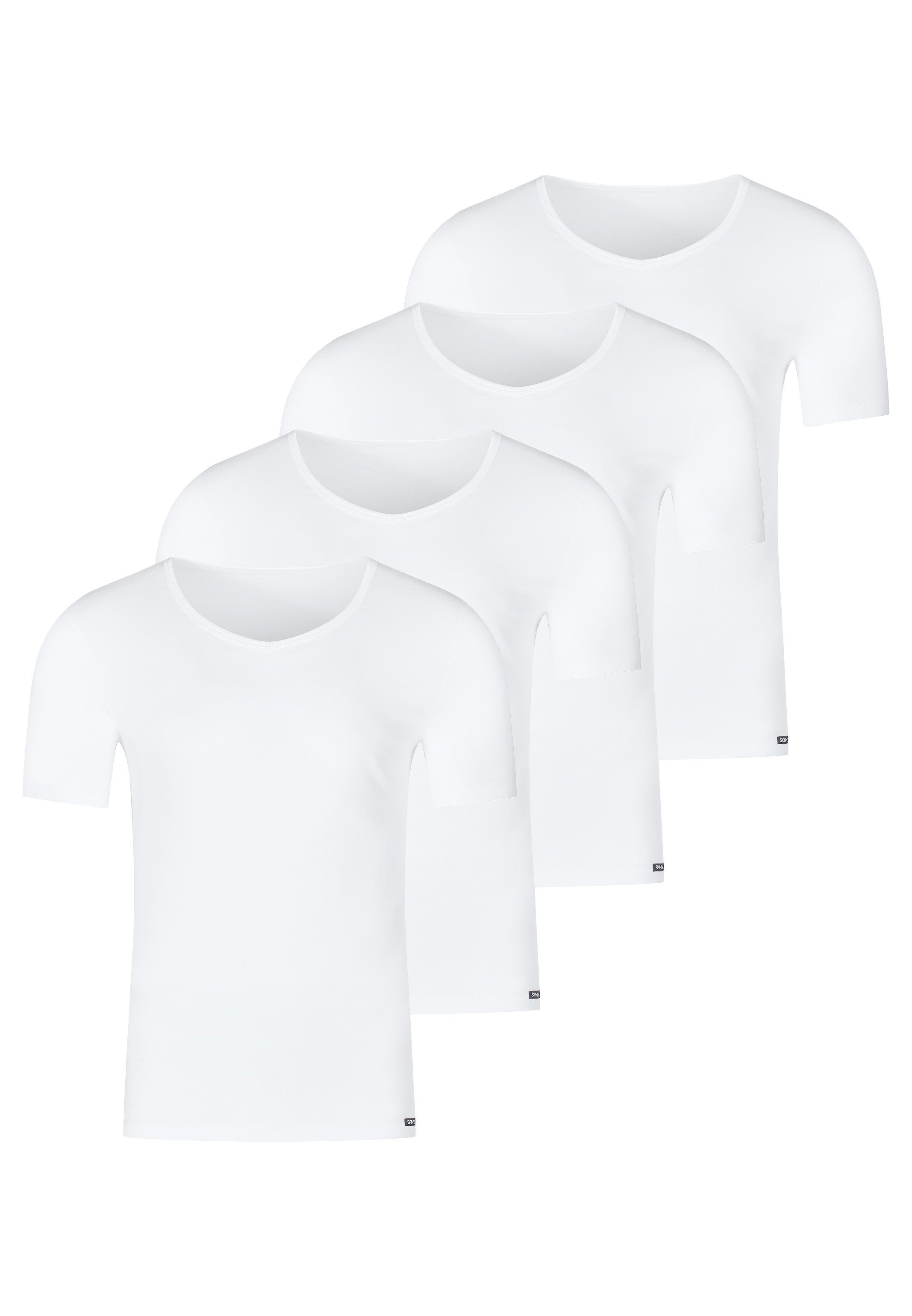 Skiny Unterhemd 4er Pack Unterhemd / Shirt Kurzarm (Spar-Set, 4-St) Unterhemd / Shirt Kurzarm - Baumwolle - V-Ausschnitt für coole Styles
