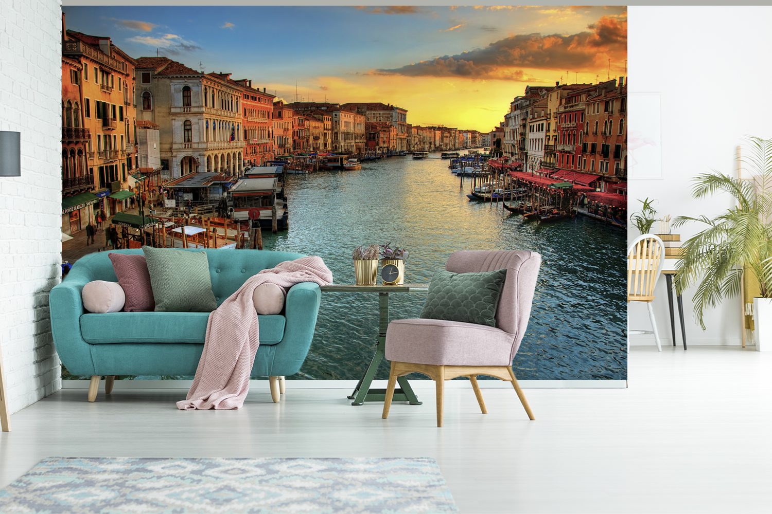 Venedig Wallpaper bedruckt, Vinyl Italien, Schlafzimmer, Tapete MuchoWow Wohnzimmer, - für Matt, - Kinderzimmer, Sonnenuntergang Fototapete (6 St),