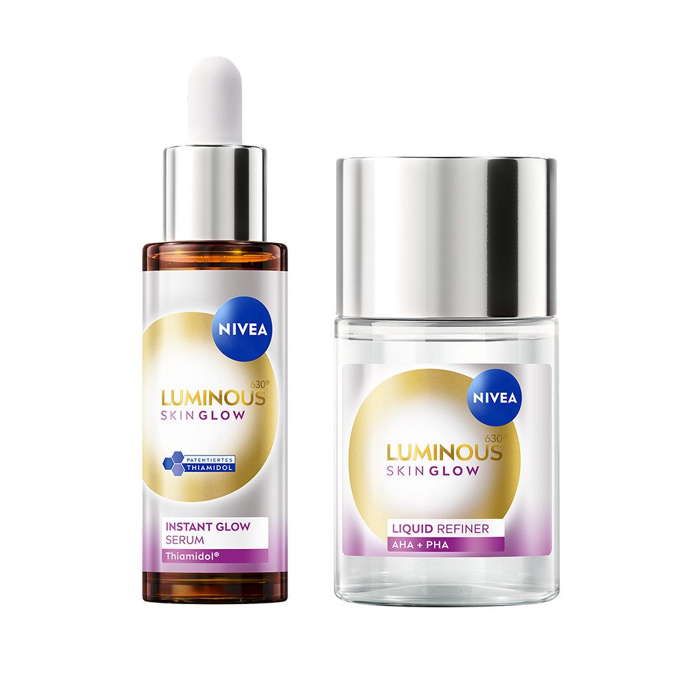 Nivea Gesichtsserum LUMINOUS630® Skin Glow Routine Set Instant Glow Serum + Liquid Refiner, 2-tlg., für einen ebenmäßigen Teint