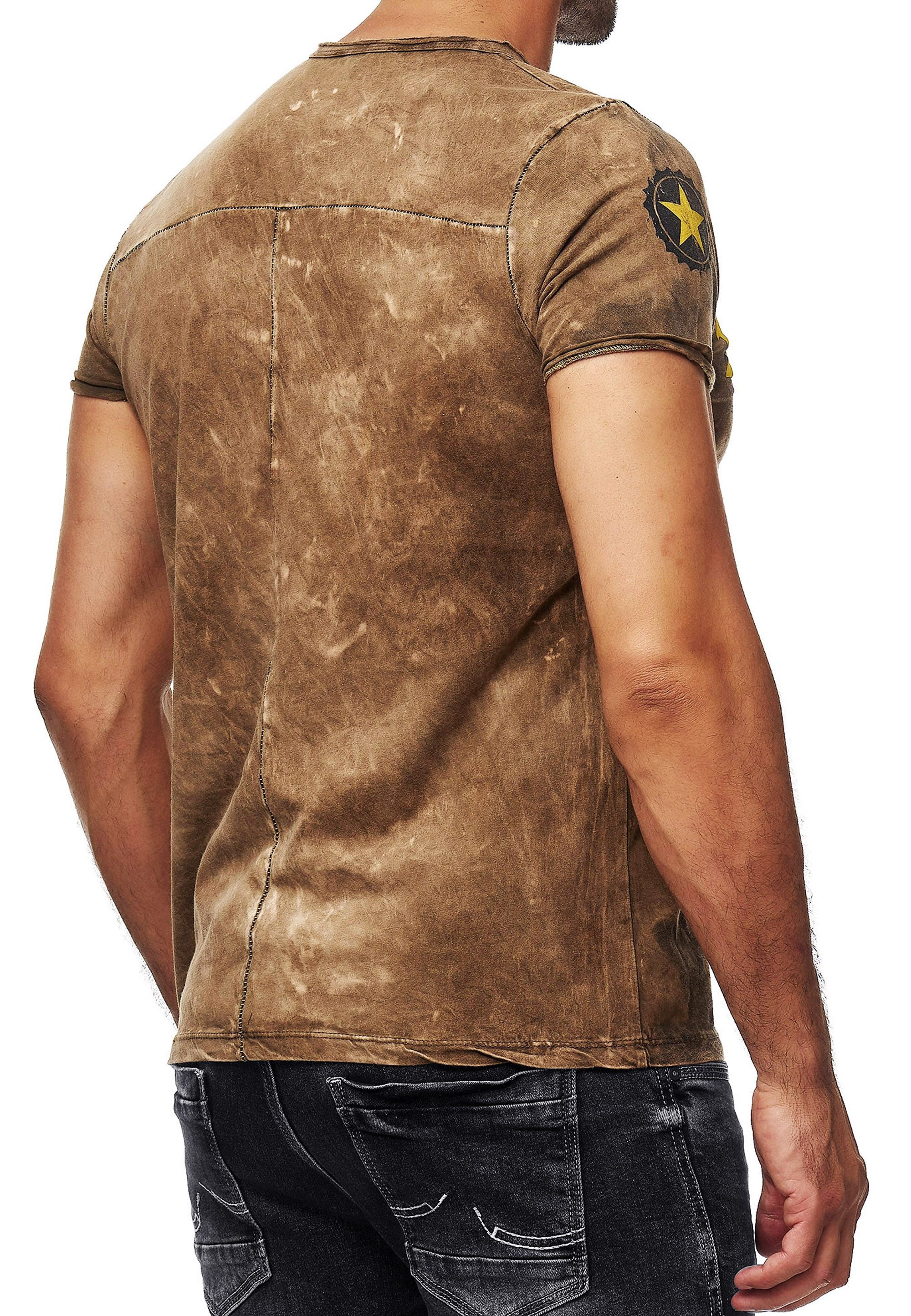 R-NEAL T-Shirt Batik T-Shirt Stretch Herren Kurzarm Shirt Verwaschen S M L XL XXL 3XL