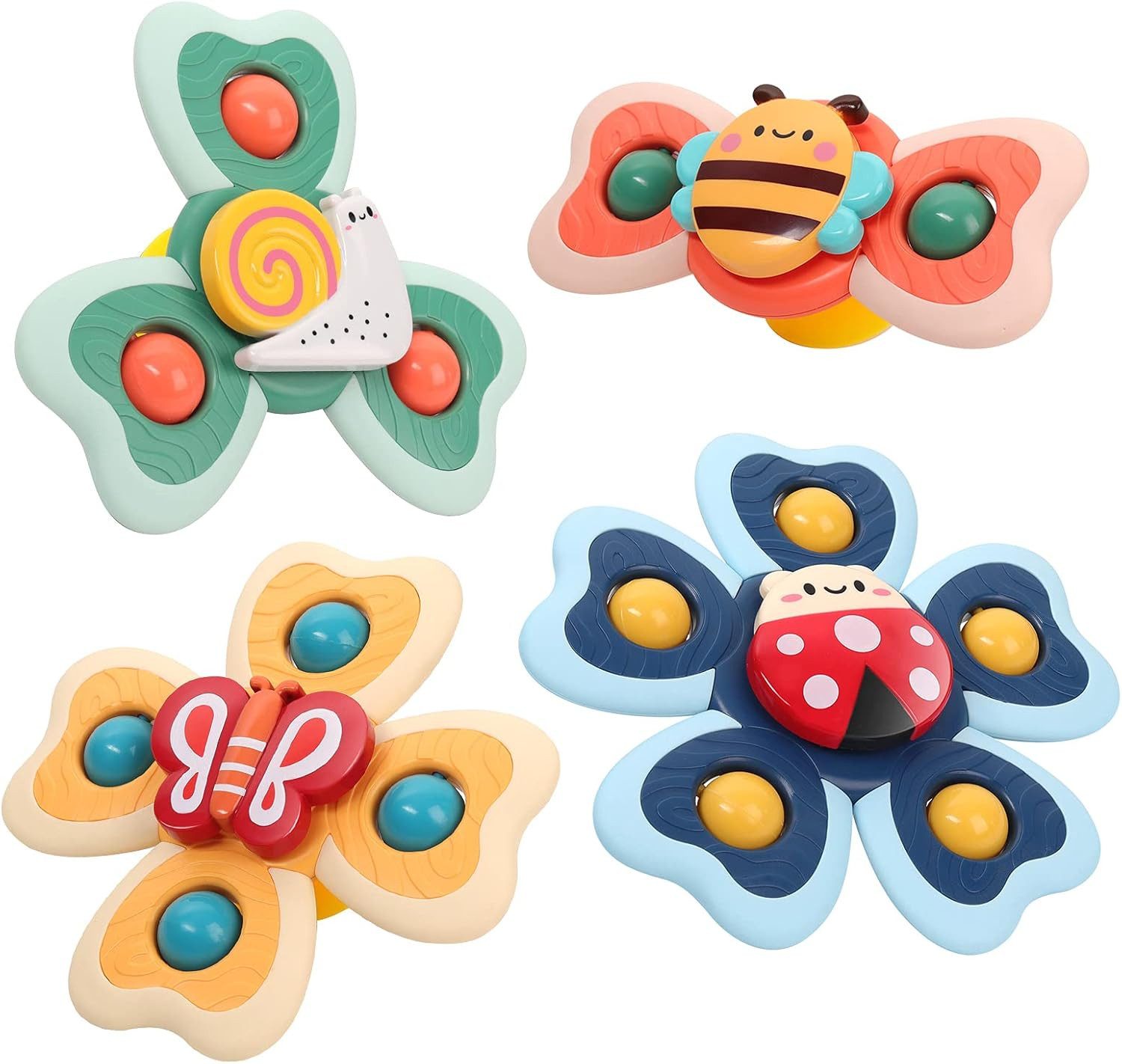 FELIXLEO Badespielzeug Vanmor Saugnapf Spinner 4er Baby Fidget Spielzeug Reise Bad Fenster (1-tlg)