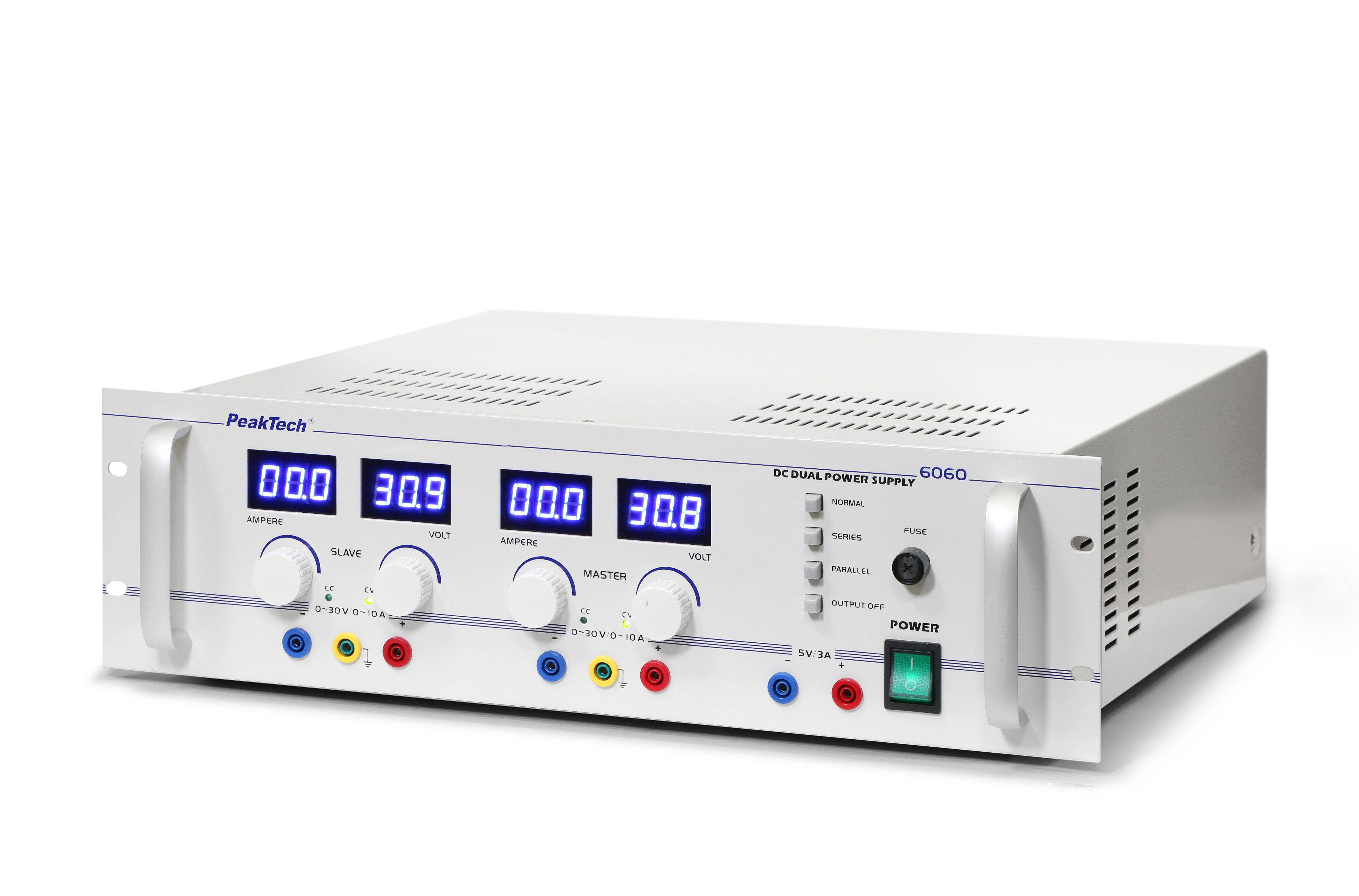PeakTech 30 V 5 V 10 A 3 A Stabilisiertes Doppel-Netzteil Labor-Netzteil
