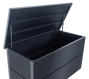 TPFGarden Auflagenbox Adlan - aus schwarz beschichtetem Edelstahl (Aufbewahrungsbox Garten - wasserdichte Gartentruhe, Gartenbox mit hochwertiger Gasfeder), Maße: Volumen 685 Liter - Außenmaße: (TxBxH): 69 x 165 x 85cm