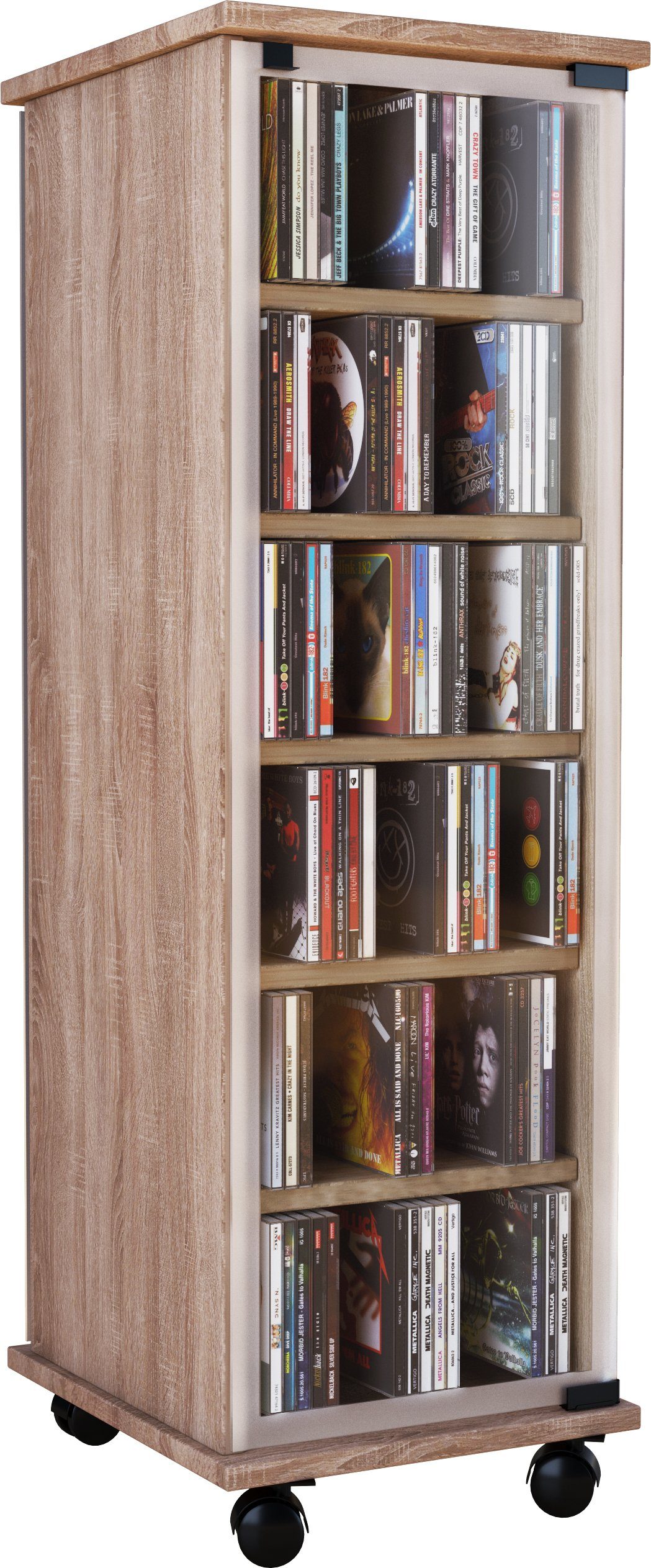 VCM CD-Regal Holz CD DVD Stand Regal Schrank Valenza Glastür günstig online kaufen