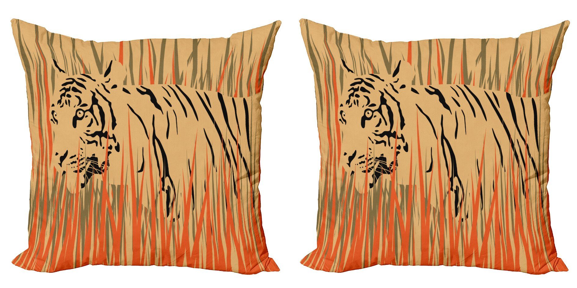 (2 Kissenbezüge Modern Tiger Tiger-Dschungel Doppelseitiger Digitaldruck, Accent Stück), Abakuhaus