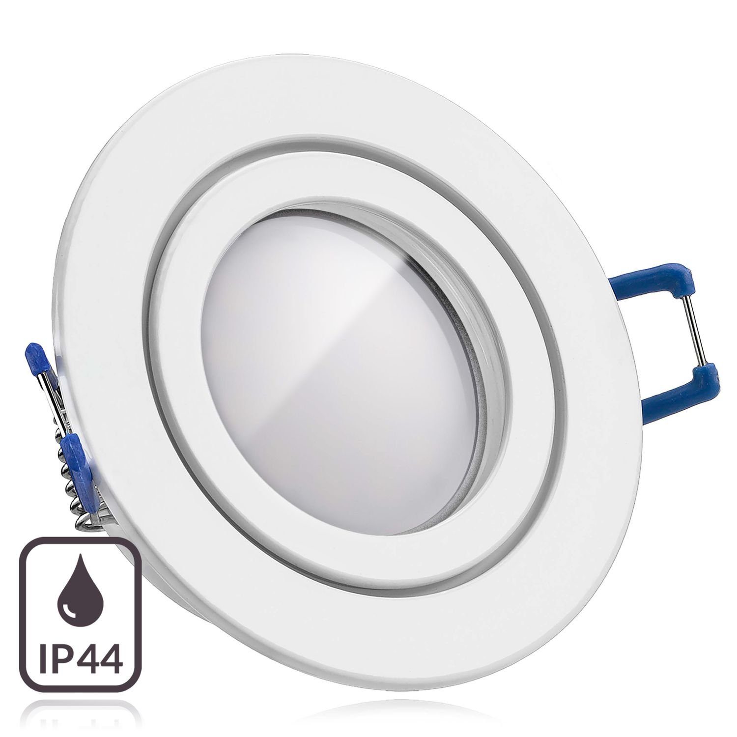 LEDANDO LED Einbaustrahler LED MR16 LED Set Einbaustrahler / Markenstrahler v IP44 Weiß mit GU5.3