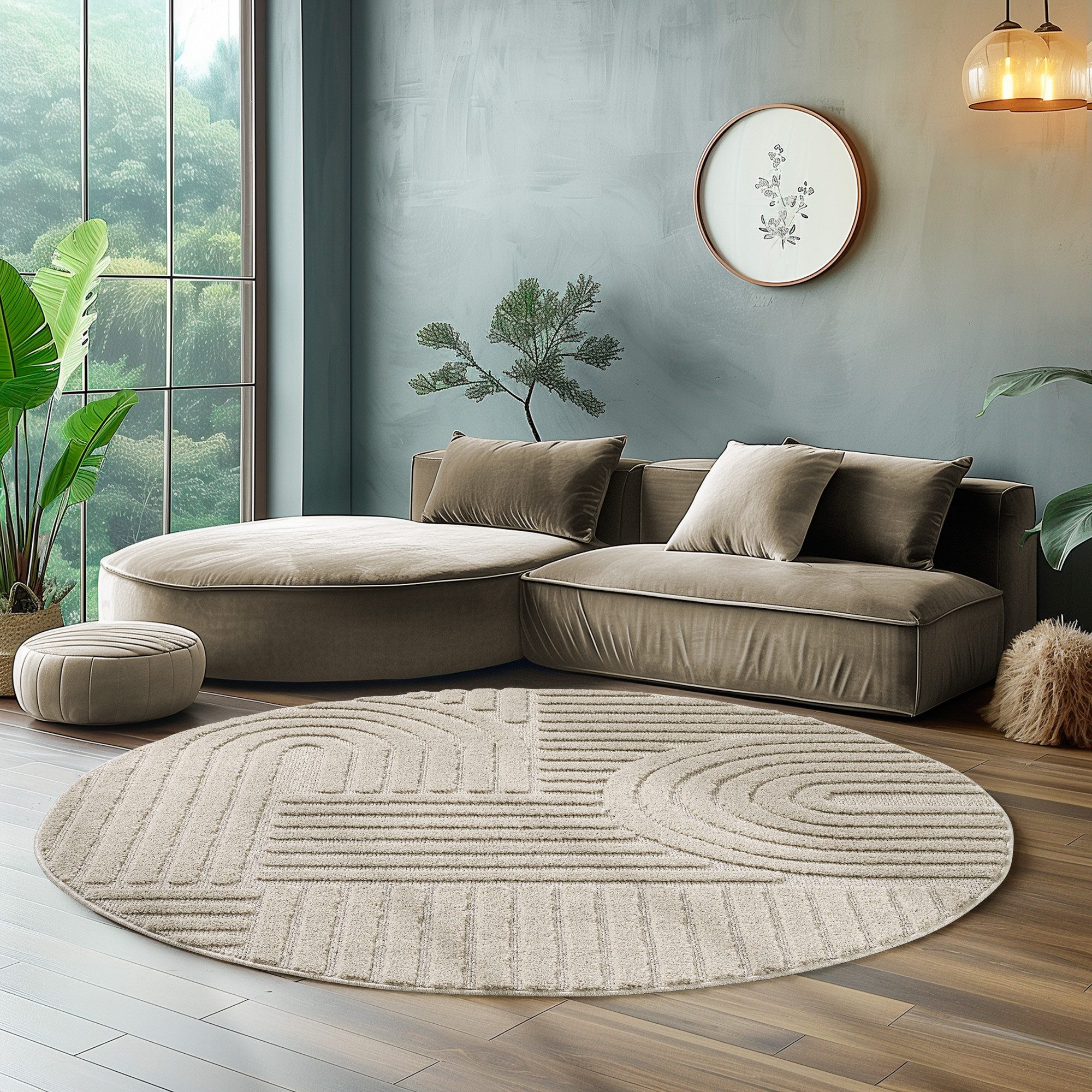SIMPEX24 Designteppich Skandinavischer Boho, Rund, Höhe: 8 mm, Teppich Wohnzimmer, Schlafzimmer, Gästezimmer