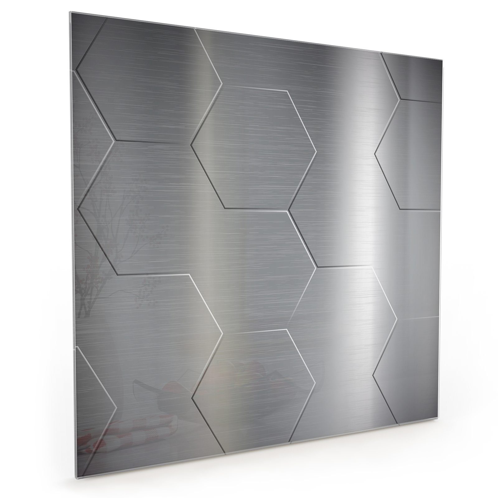 Primedeco Küchenrückwand mit geometrisch Metalltextur Küchenrückwand Motiv Spritzschutz Glas