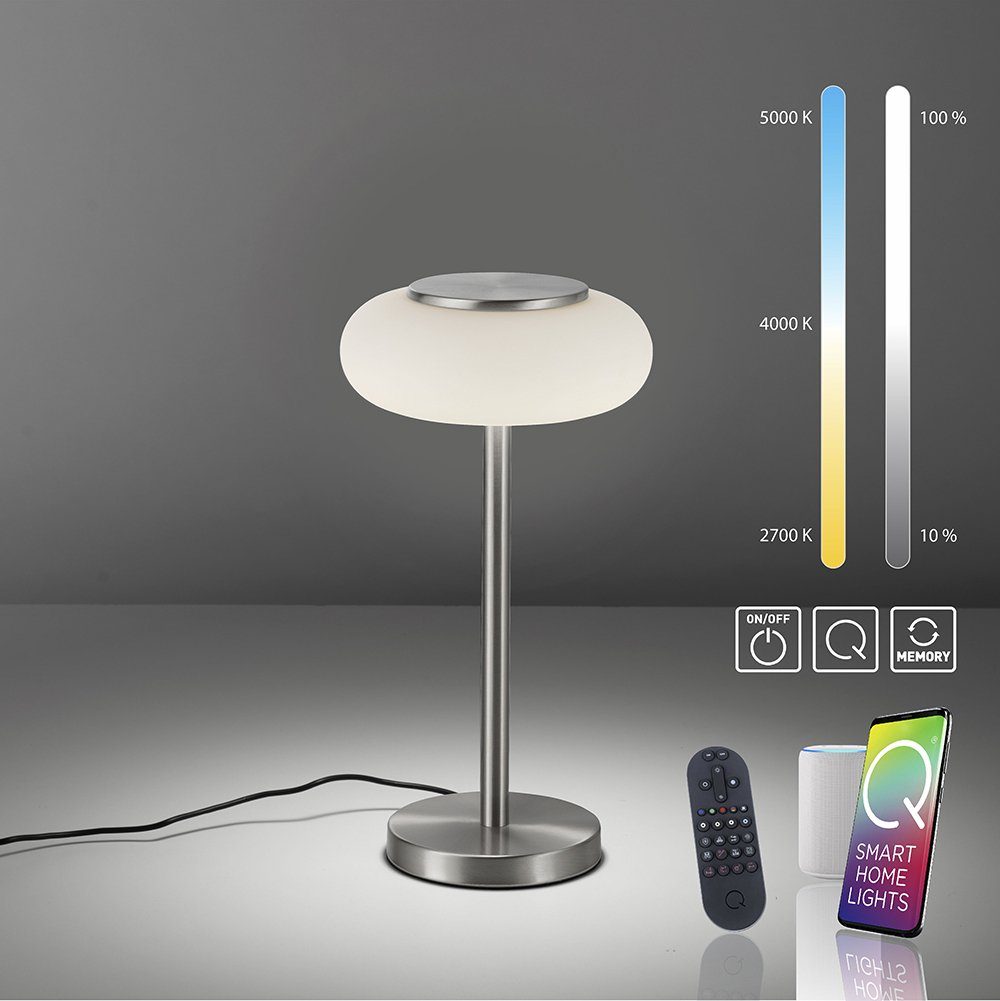 Paul Neuhaus Smarte LED-Leuchte LED Tischleuchte Q ETIENNE Smart Home, Smart Home, CCT-Farbtemperaturregelung, Dimmfunktion, Memoryfunktion, mit Leuchtmittel, dimmbar warmweiß kaltweiß CCT Alexa silber