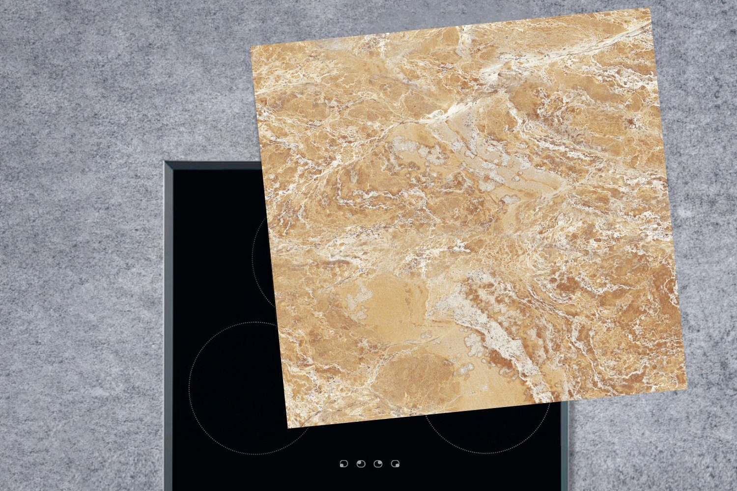 MuchoWow Herdblende-/Abdeckplatte Marmor - Weiß 78x78 für Arbeitsplatte tlg), Ceranfeldabdeckung, Braun, - cm, (1 küche Vinyl