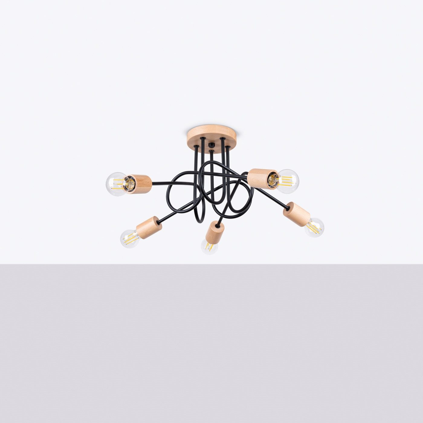 SOLLUX lighting Kronleuchter Kronleuchter Ember 5 Schwarz, Nicht enthalten