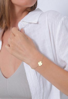 Elli Premium Armband Kleeblatt Glücksbringer 375 Gelbgold, Kleeblatt