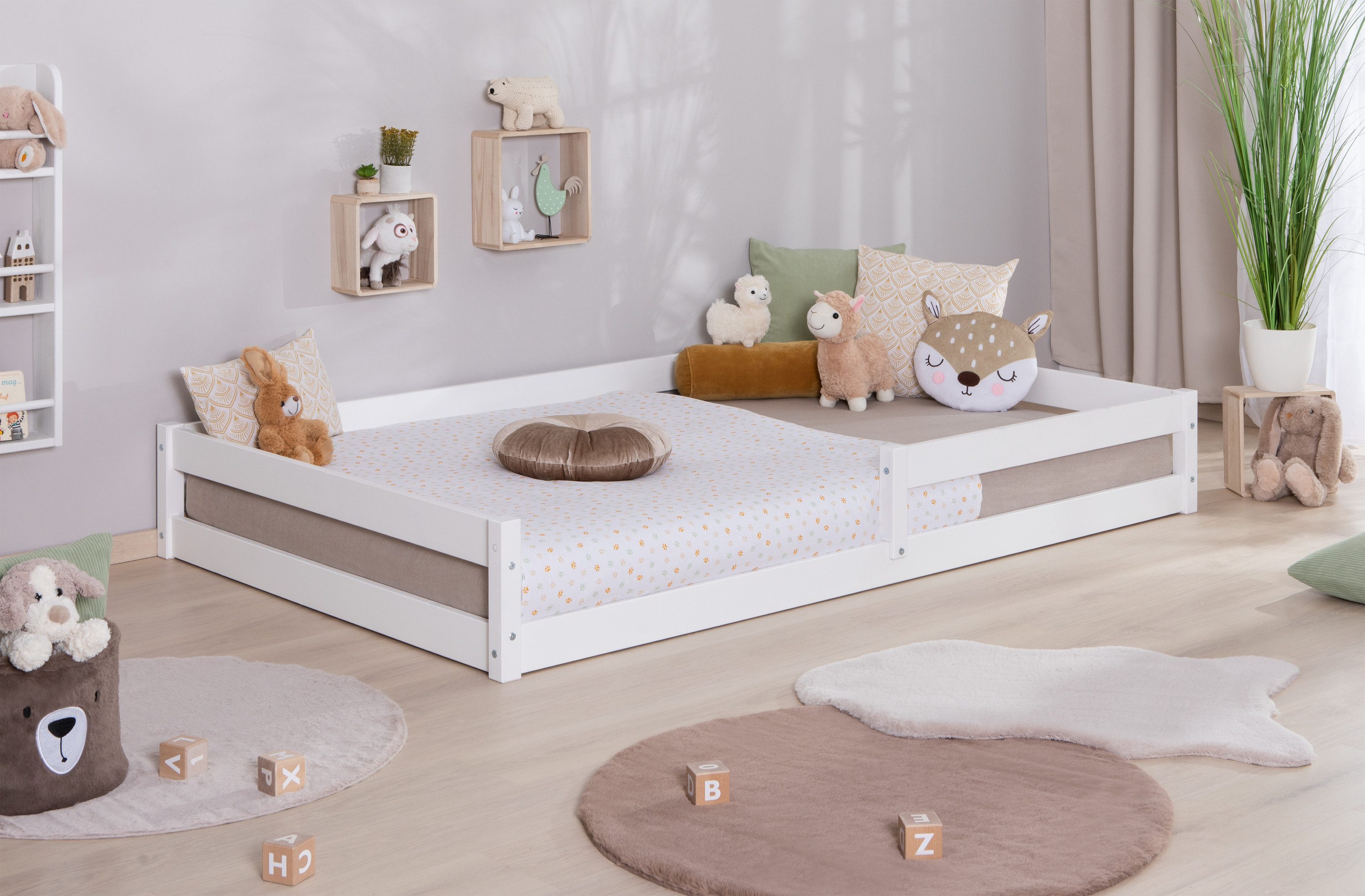 Ticaa Bettgestell Bodenbett „Emi“, Kinderbett, Jugendbett