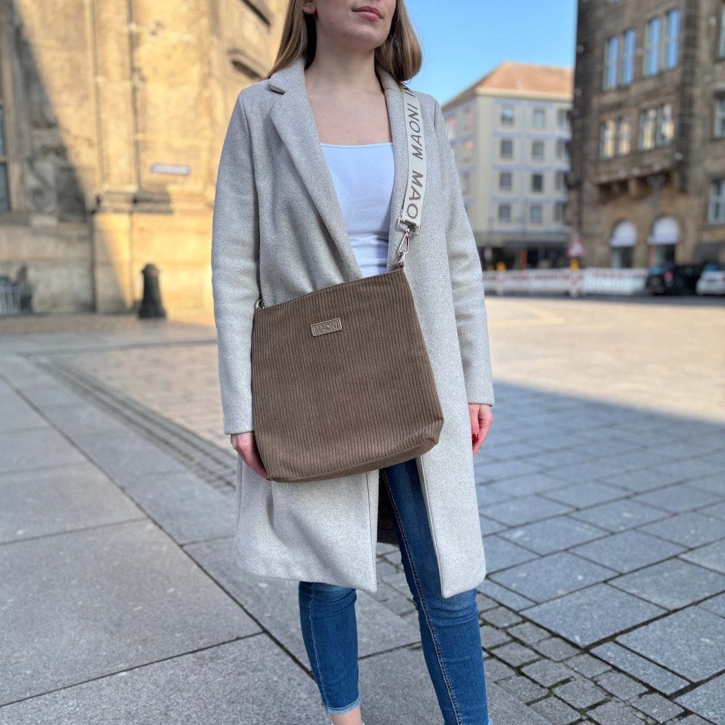 MAONI Umhängetasche Cord, Vegan, mit geräumigem Hauptfach