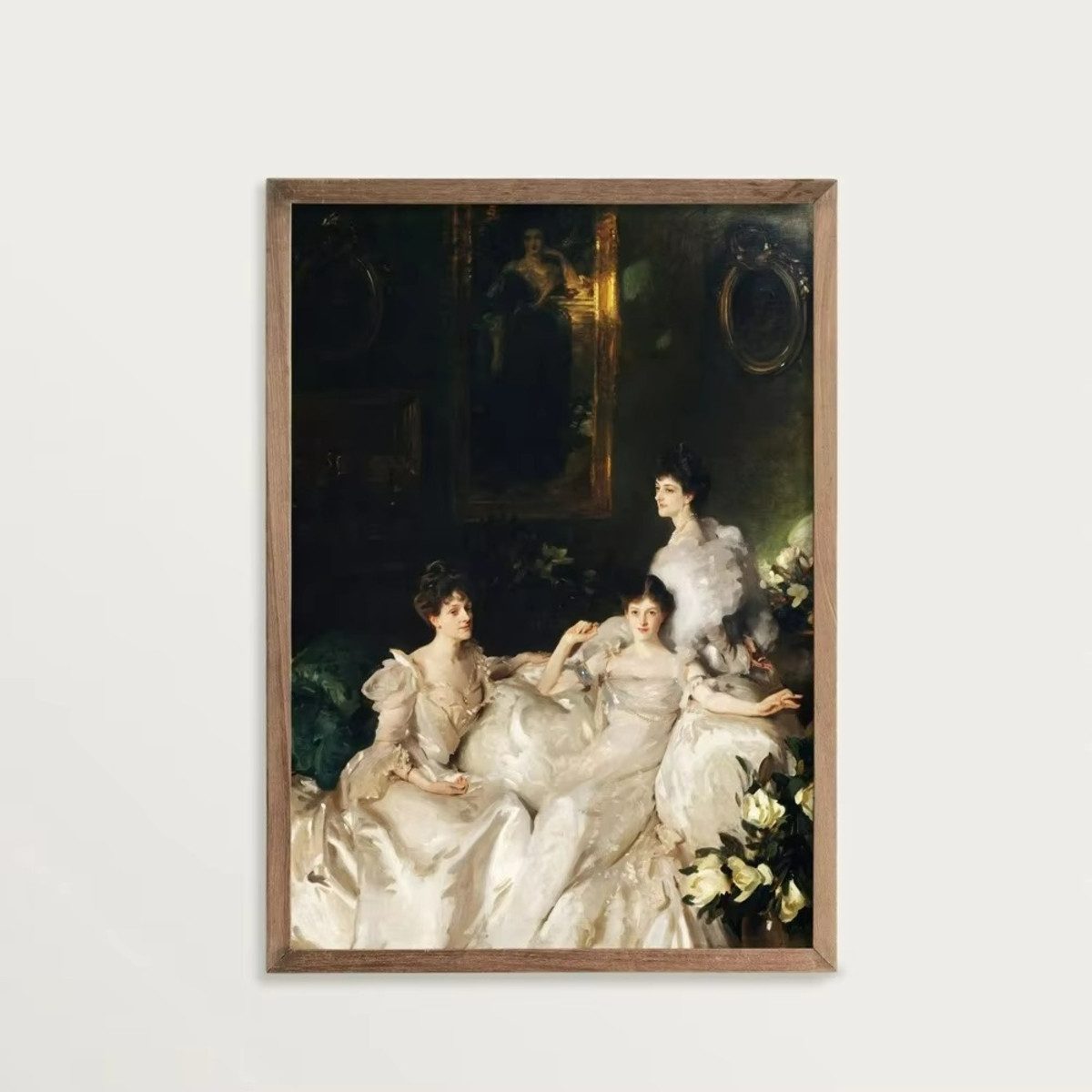 TPFLiving Kunstdruck (OHNE RAHMEN) Poster - Leinwand - Wandbild, Vintage viktorianische Wyndham-Schwestern-Leinwand (Leinwandbild XXL), Farben: Schwarz, Weiß, Blau, Braun, Gelb -Größe: 20x30cm