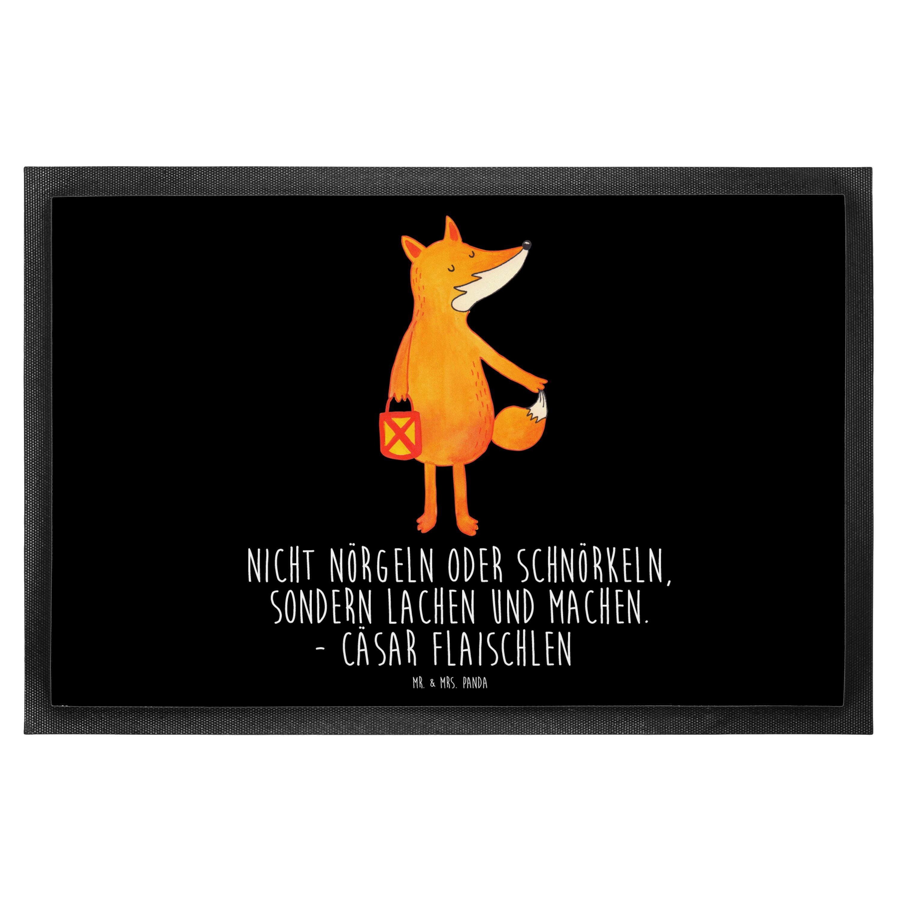 Mr. & Mrs. Panda Fußmatte Fuchs Laterne, Schmutzfangmatte 40 x 60 cm, Schwarz, Sankt Martin, Fu, Höhe: 40 mm
