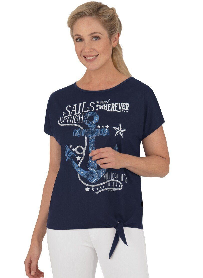 Druckmotiv, T-Shirt Vorderteil Großes auf TRIGEMA Druckmotiv mit T-Shirt maritimem Trigema