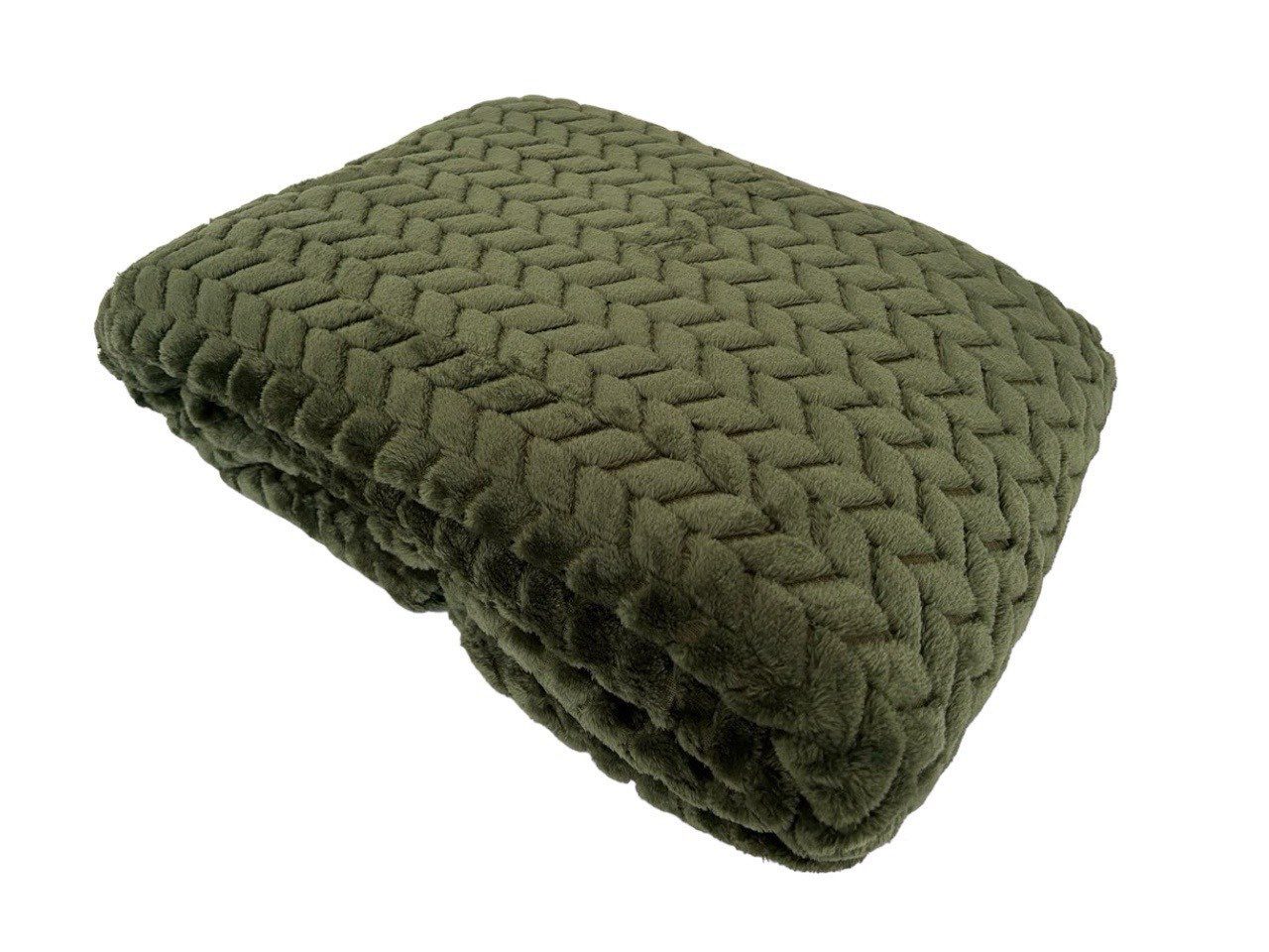 Wohndecke Jacquard Kuscheldecke olivgrün » XL Flanell Wohndecke 200x180cm, günstig online kaufen