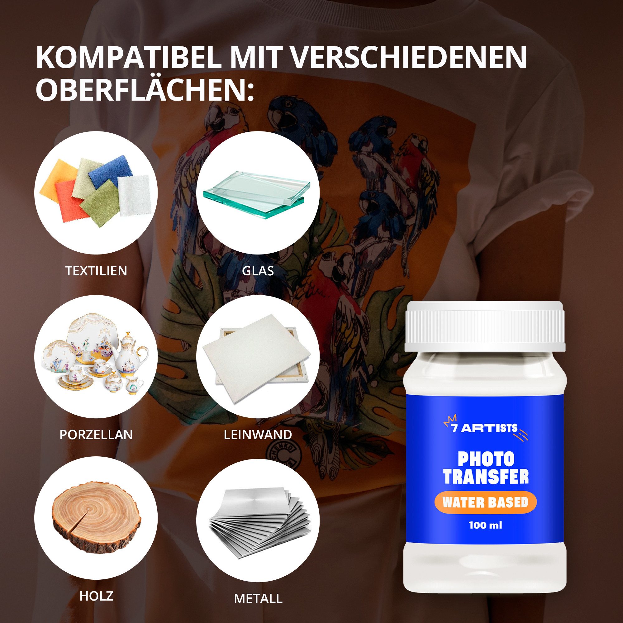 7 Artists Textilfarbe 7 Artists Foto Transfer Potch, Transferlack, für Photo Transfer