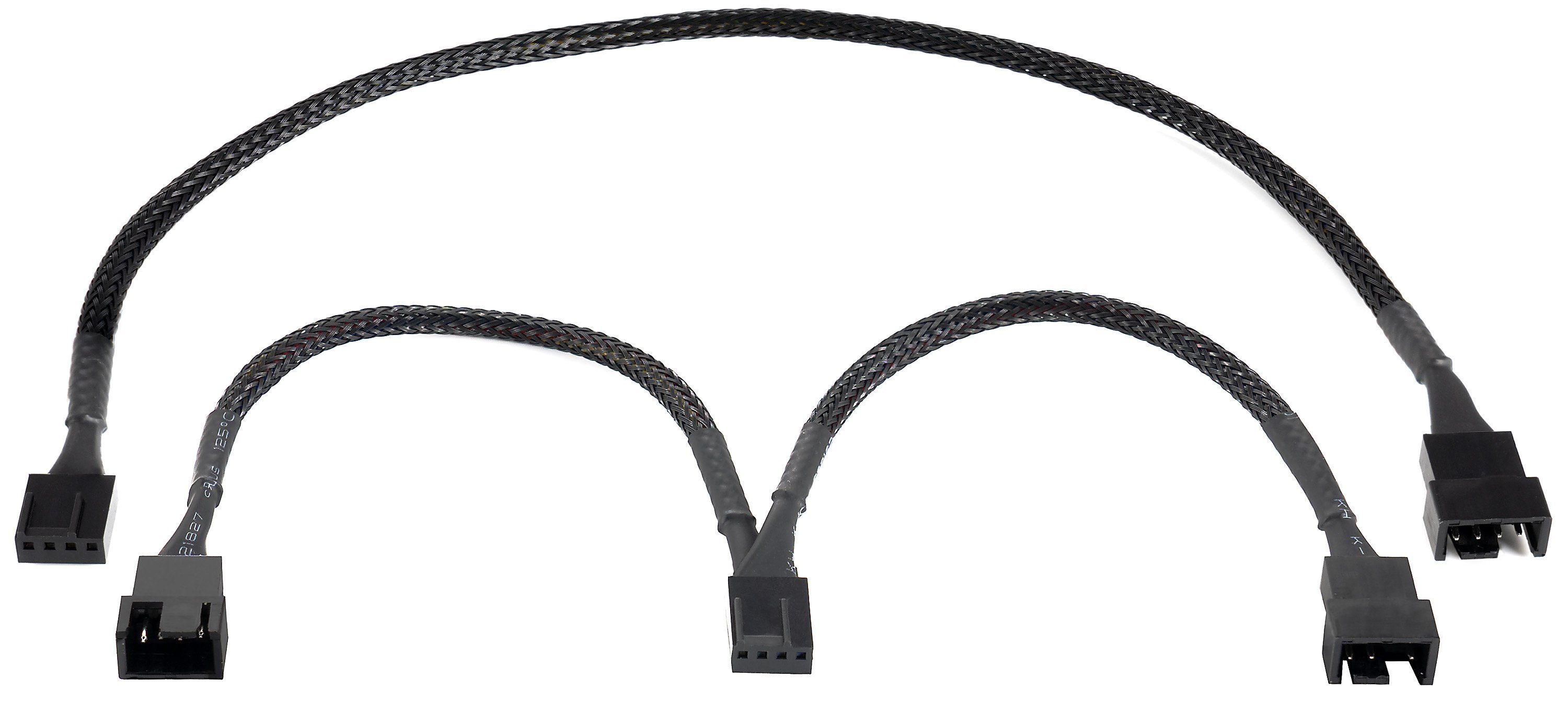 Poppstar PWM Lüfter Kabel Set 4-Pin (15cm Y-Kabel + 30cm  Verlängerungskabel) Computer-Kabel, (15 cm), zum Anschluss von Prozessor-  und Gehäuselüfter an Mainboard