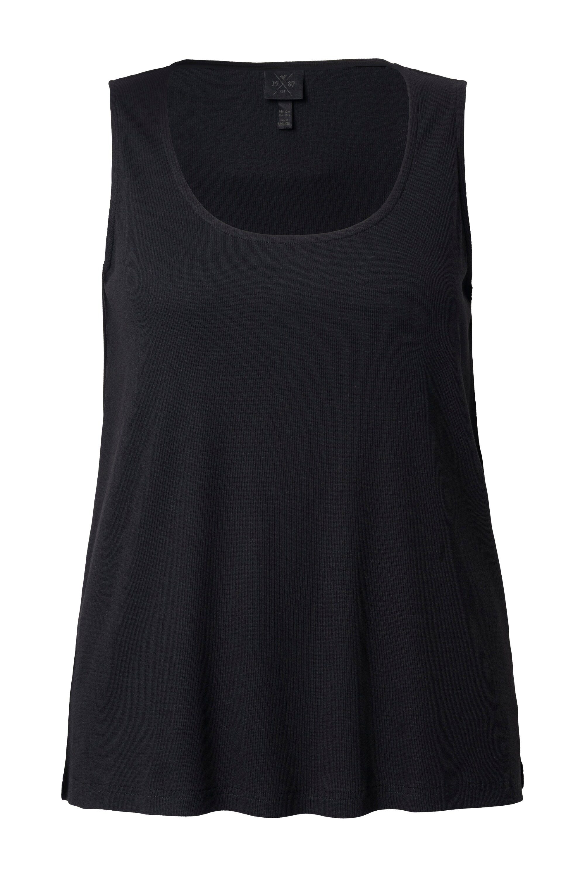 Ulla Popken Longshirt Top Rippjersey A-Linie Rundhals ärmellos