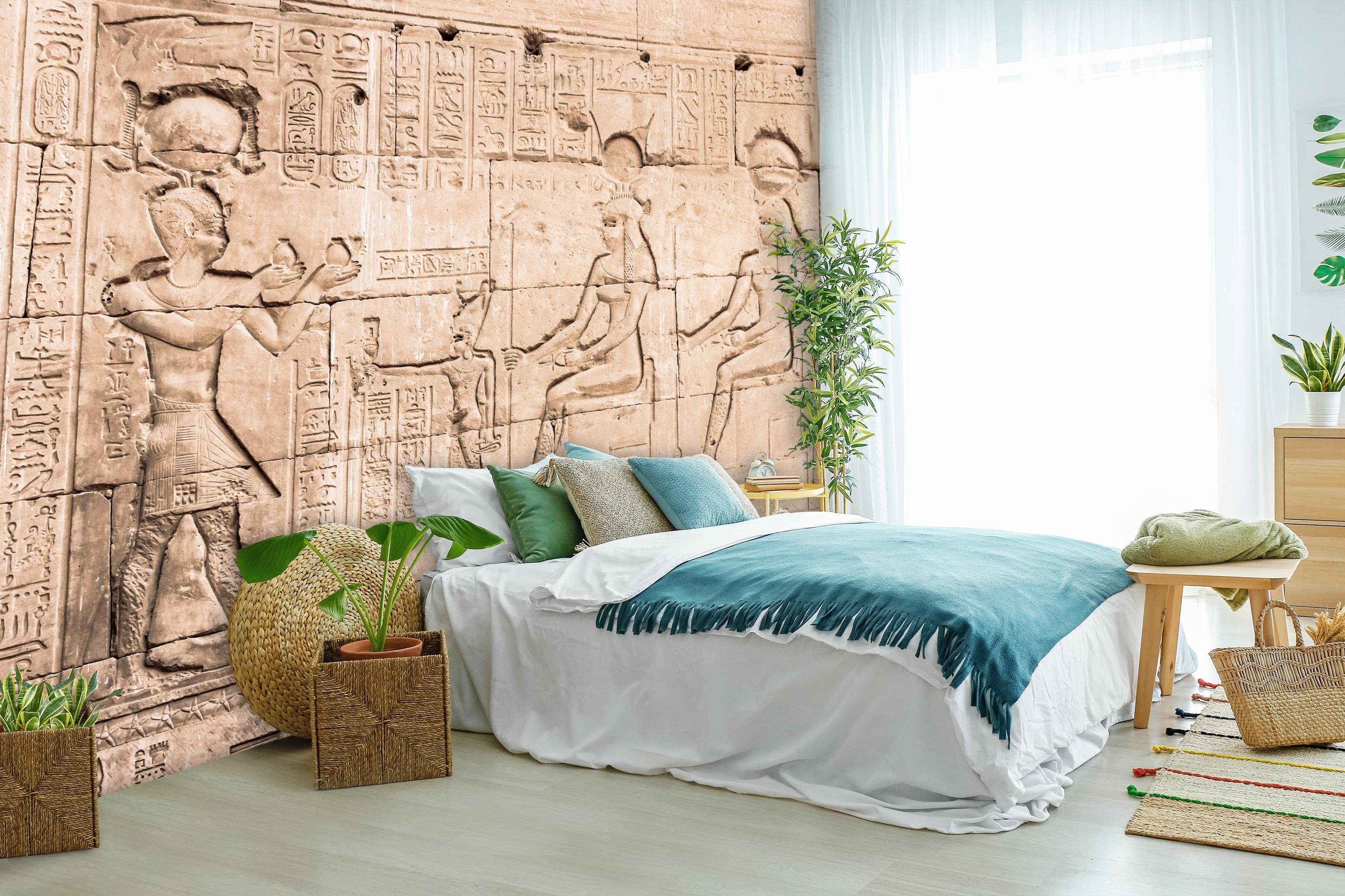 Tempels Mauer Wandtapete, Hathor bei glatt, wandmotiv24 matt, Fototapete Motivtapete, Dendera, des von Vliestapete