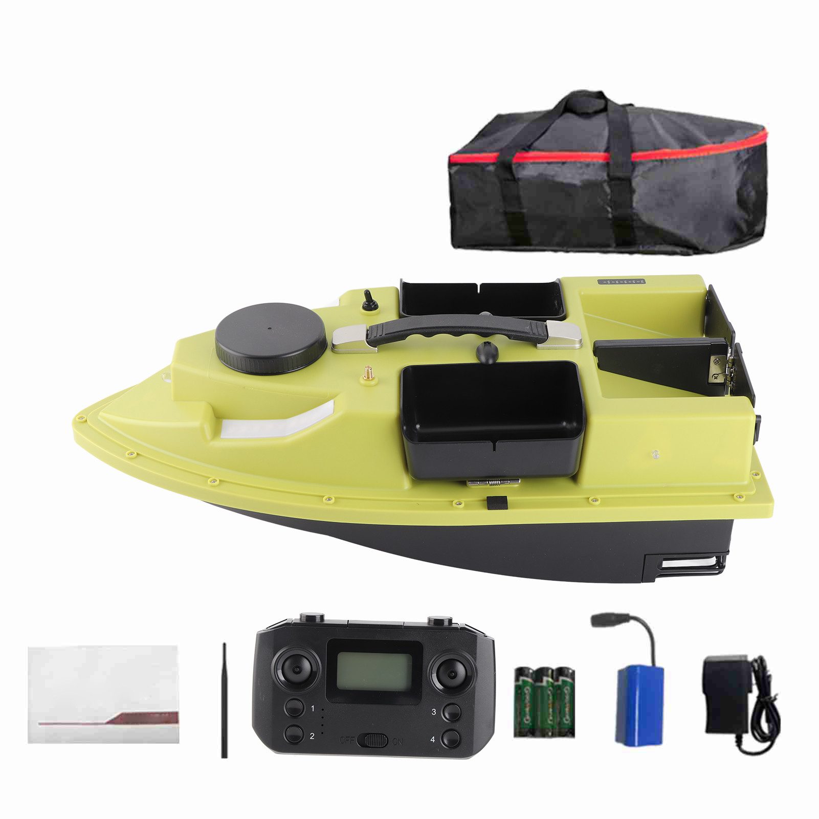 GARRYFIZH RC-Boot D19 500m GPS Futterboot LED Ferngesteuertes Boot, 99 Positionspunkte, GPS-Funktion, LED-Leuchte, 2 kg Tragkraft
