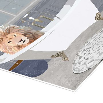 Posterlounge Poster Sarah Manovski, Löwe in der Badewanne, Babyzimmer Illustration