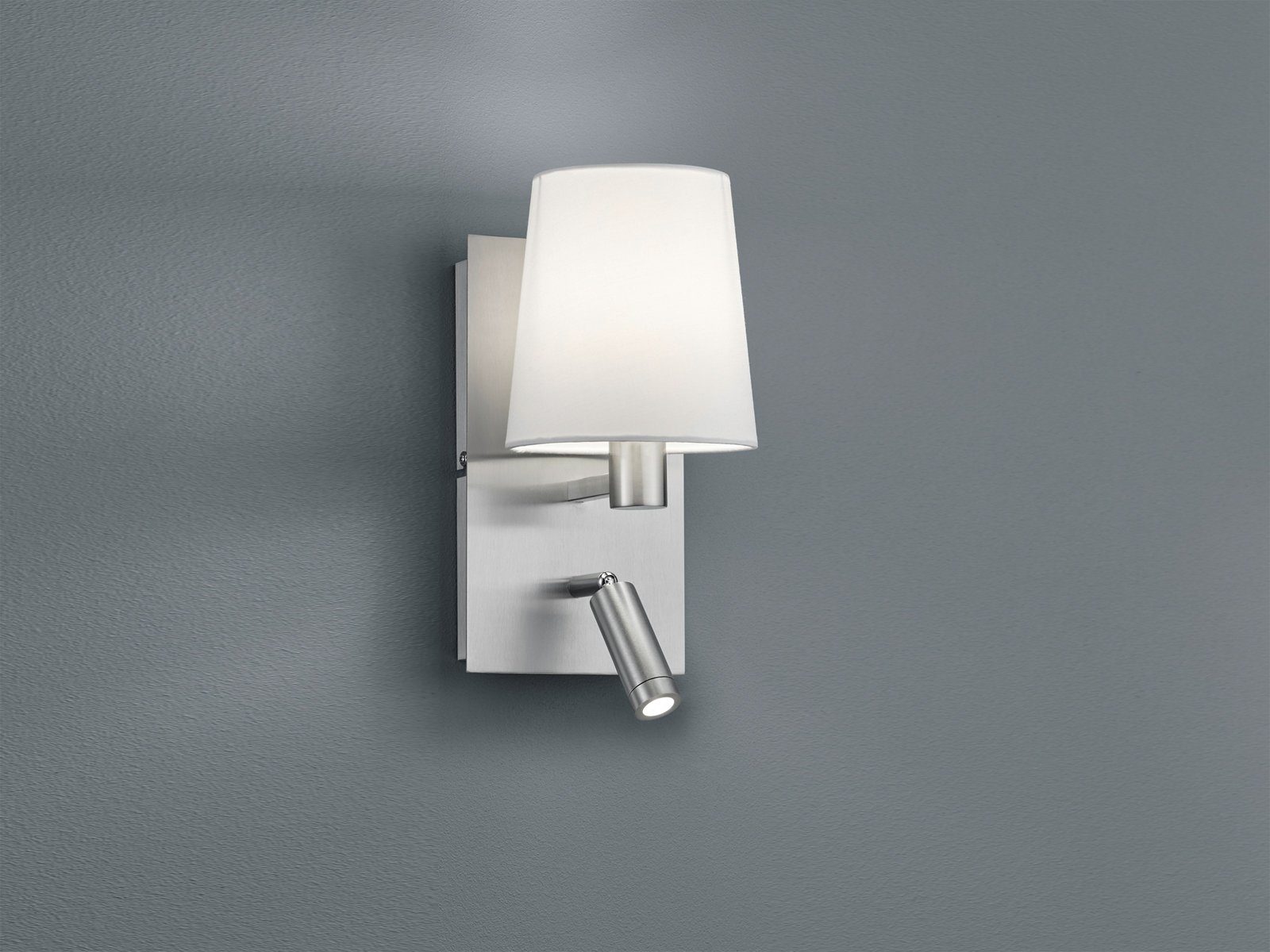 TRIO Leuchten LED Leselampe, Lesearm, LED wechselbar, Warmweiß, innen Lampenschirme Stoff Leselampe Bett Nachttisch-lampe Wand, H 30cm