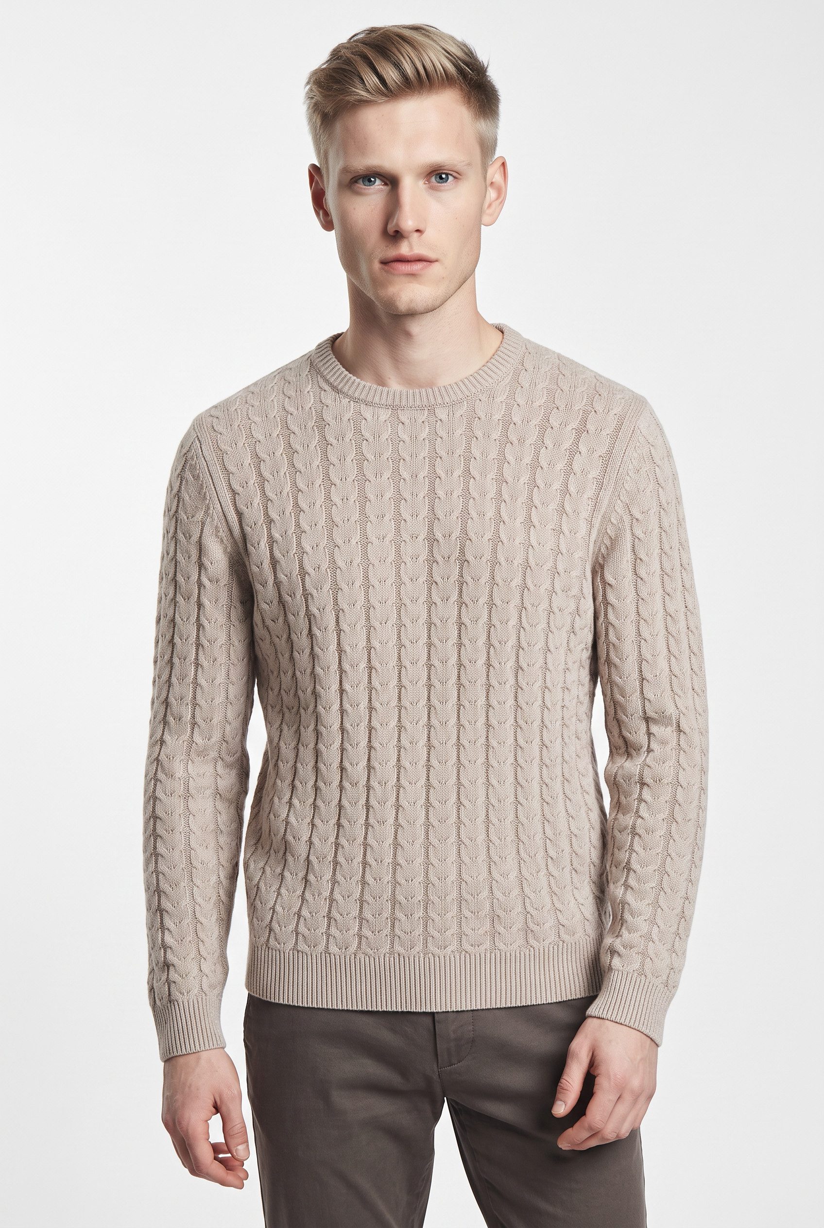 FYNCH-HATTON Strickpullover mit Zopfmuster und Wolle