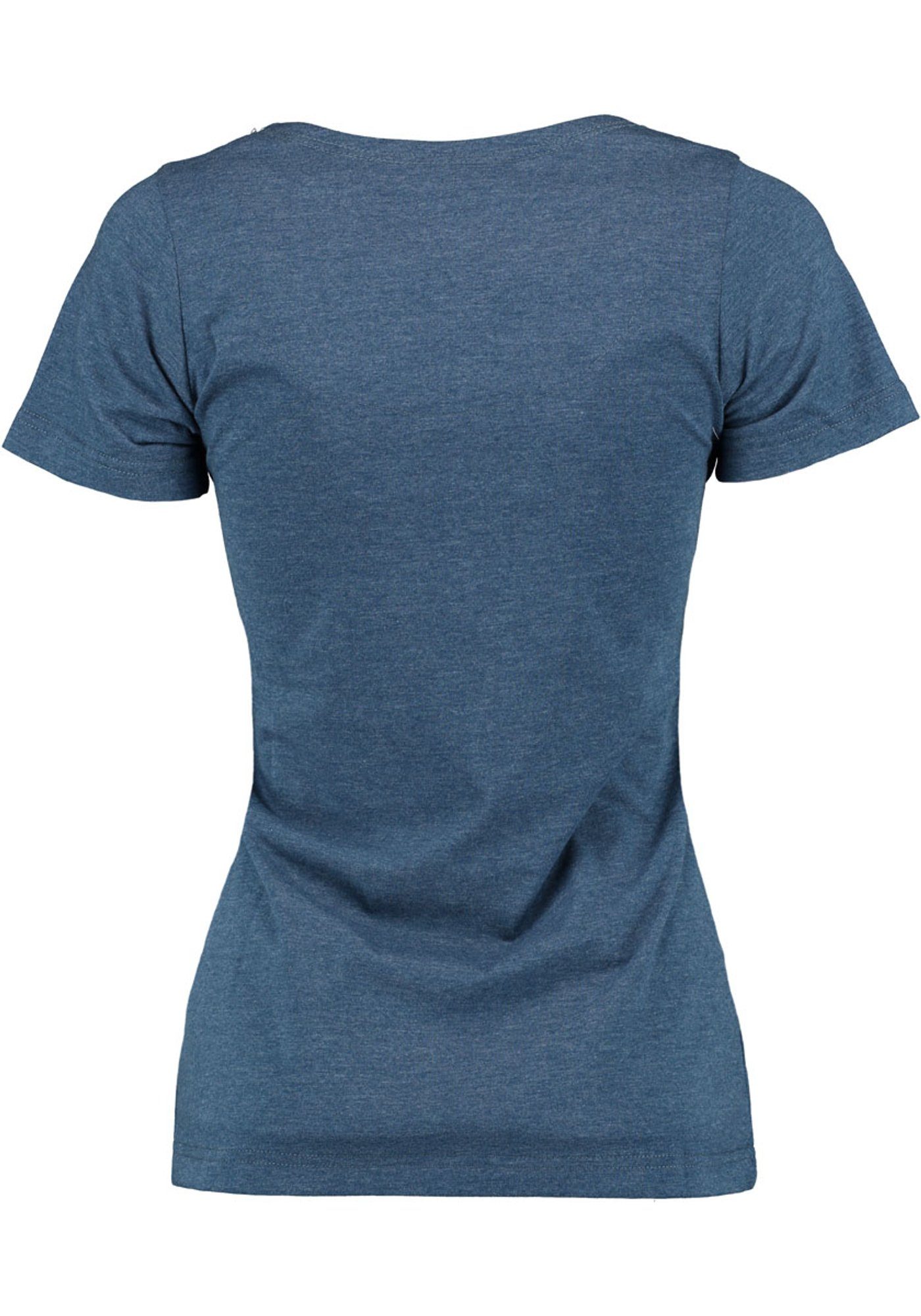 mittelblau Trachtenshirt T-Shirt mit dem Bügelmotiv Tacia Rundhalsausschnitt OS-Trachten Vorderteil auf und