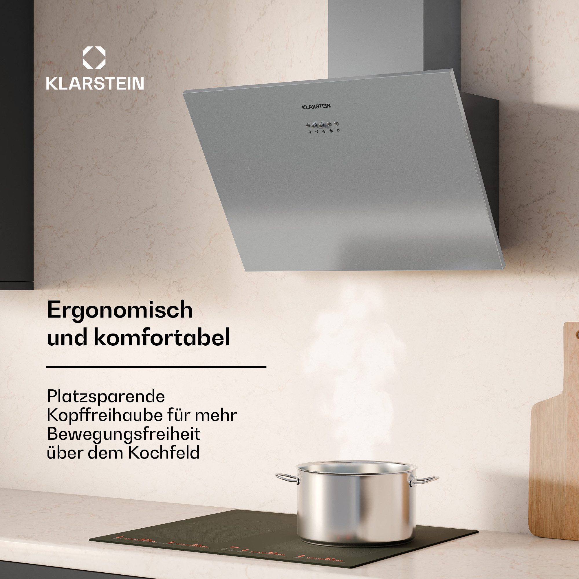 Klarstein Deckenhaube Silver Lining 60 Silver Lining 60, Abzugshaube kopffrei Abluft Umluft Haube Dunstabzug Kopffreihaube