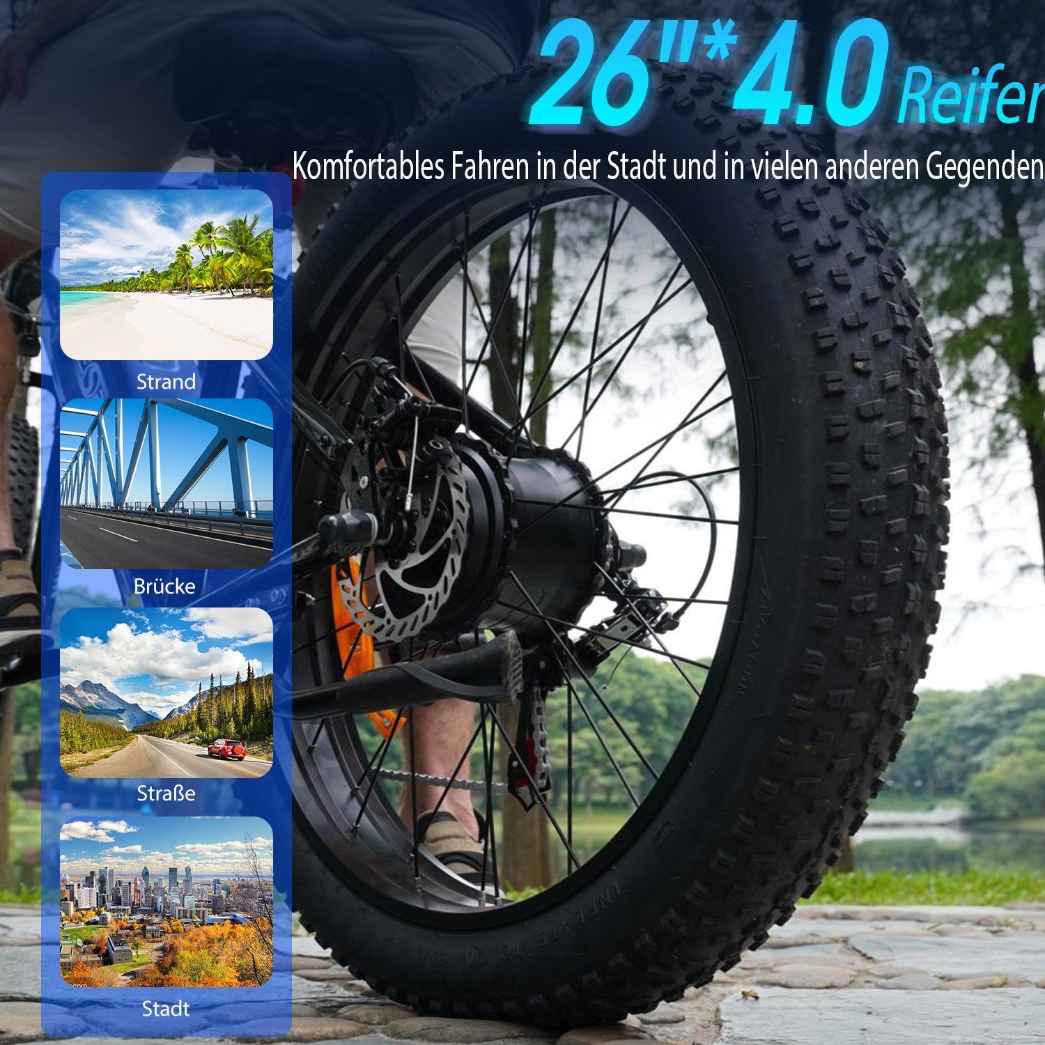 7 26Zoll E-Bike, werden, kann Einbau erreicht Nabendynamo, Gashebel: Pedal-Modus rein 816 des Heckmotor, Shimano und Gang, Wh Modus Power-Assist-Modus) Fahrmodi: dem 48V elektrischer 250W (Optionaler Nach ein Fangqi 250W Gashebels E-Bike 816Wh,25km/h,Stvzo,