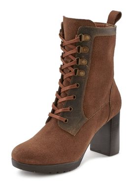 LASCANA Schnürboots Reißverschlusstiefel, High Heel Stiefelette mit Blockabsatz