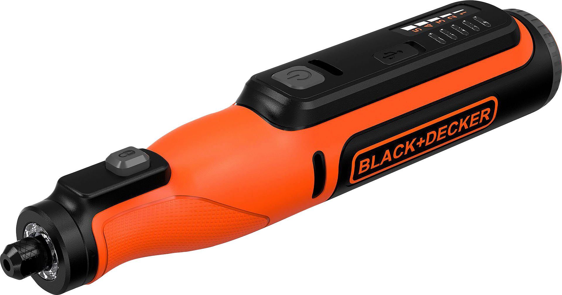 Black + Decker Akku-Multifunktionswerkzeug, 7,2 V, mit 52-teiliges Zubehör,  Verwendungszweck: Zum Schneiden, Schleifen, Fräsen, Polieren und Bohren