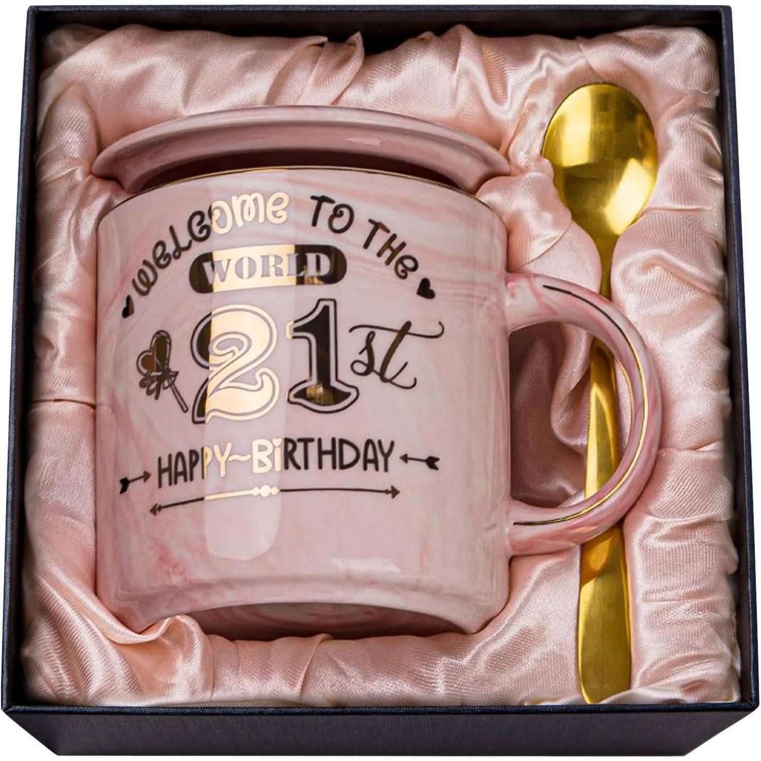 ALBISS Tasse Geburtstagsgeschenk-21. 400ml Süße Kaffeetasse mit